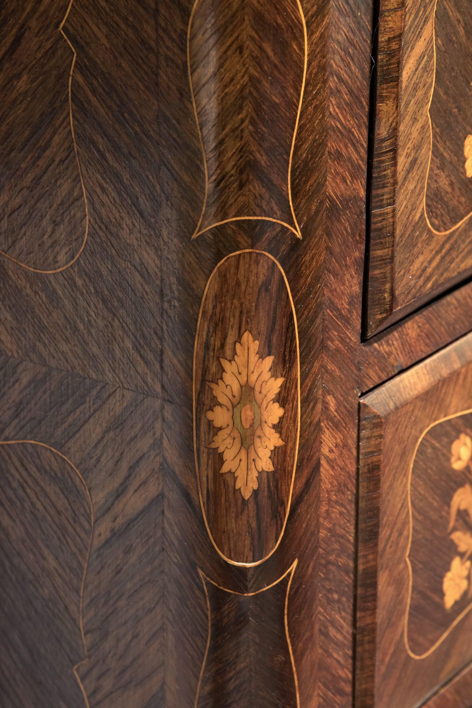 Louis XV Style French Marquetry Inlaid Secrétaire à Abattant 1