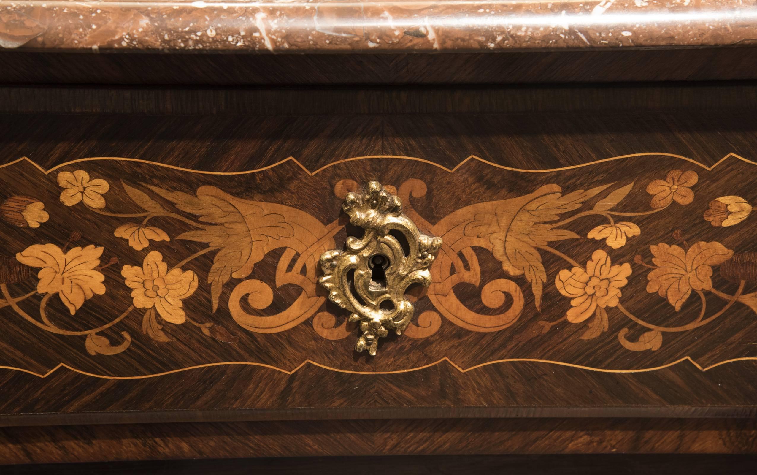 18th Century and Earlier Louis XV Style French Marquetry Inlaid Secrétaire à Abattant