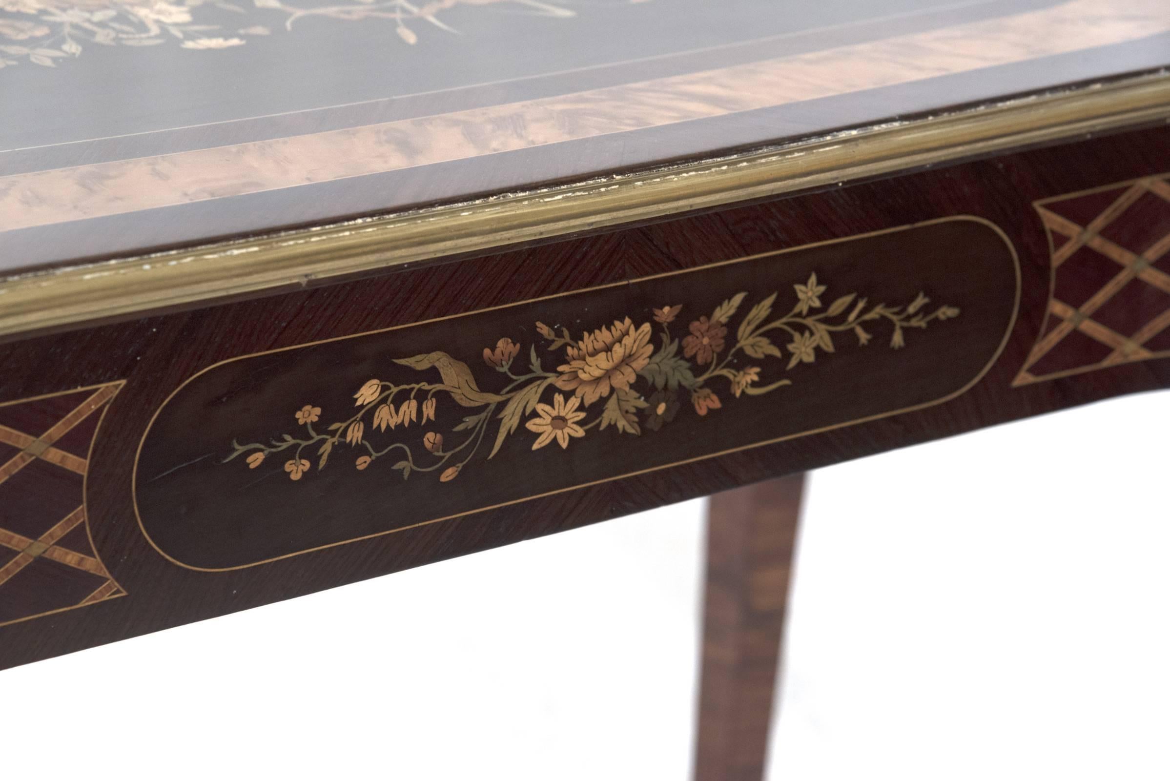 19th Century, French, Louis XV Style Marquetry Bureau Plat with Bronze Mounts For Sale 2