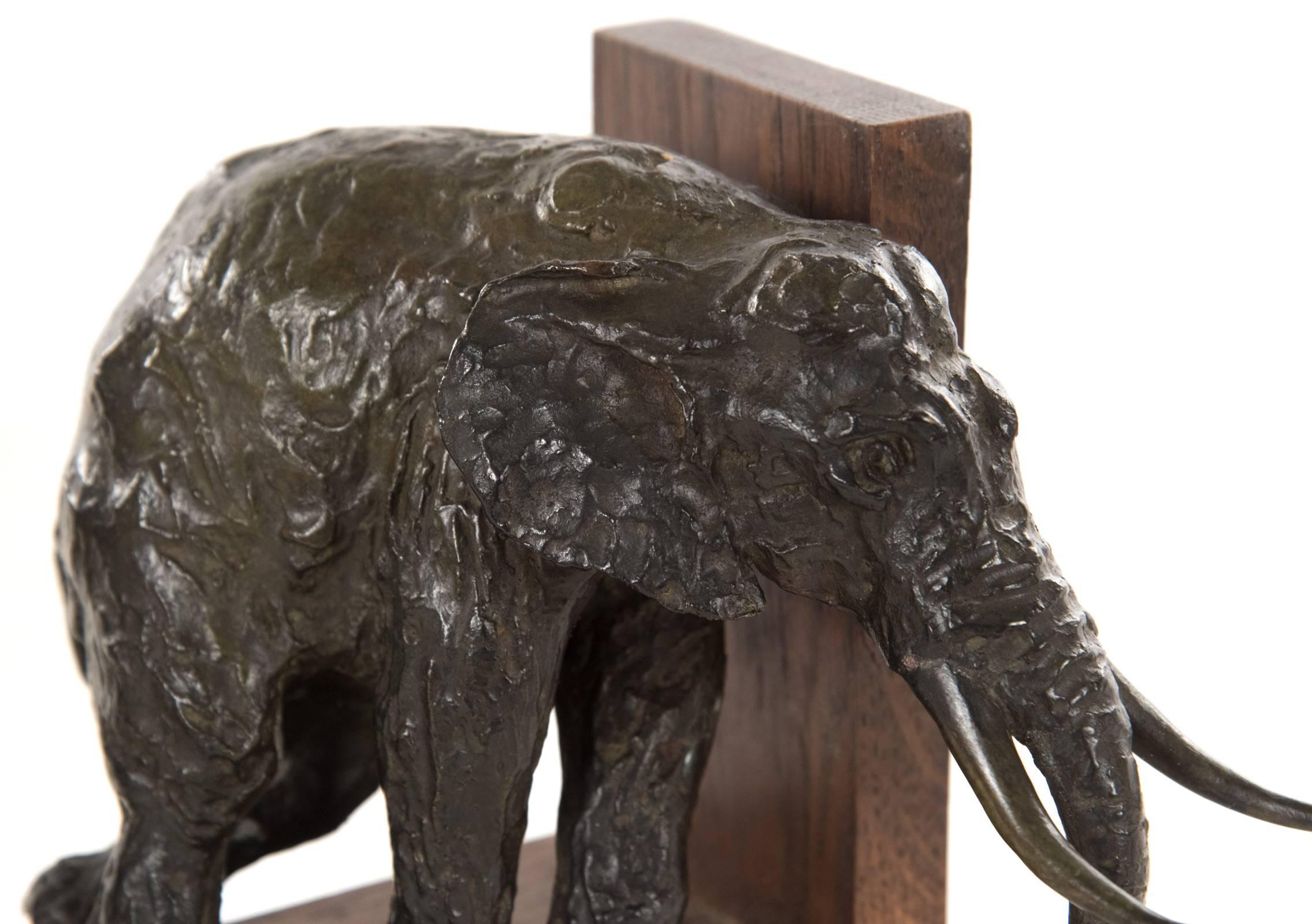 French Bronze Elephant Bookends In Good Condition For Sale In Salt Lake City, UT