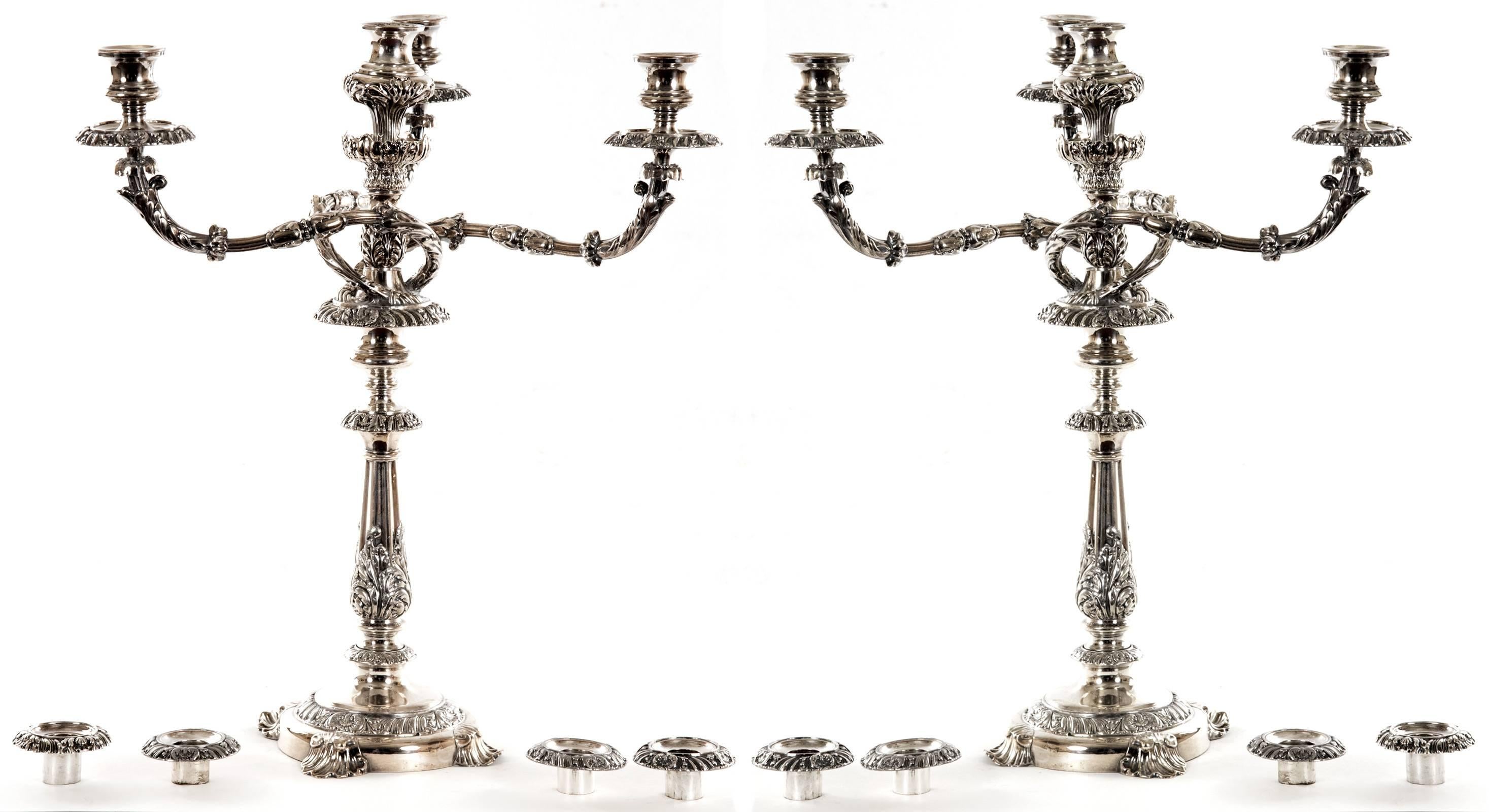 Pair of Silver Plated FourLight Candelabra For Sale at 1stDibs