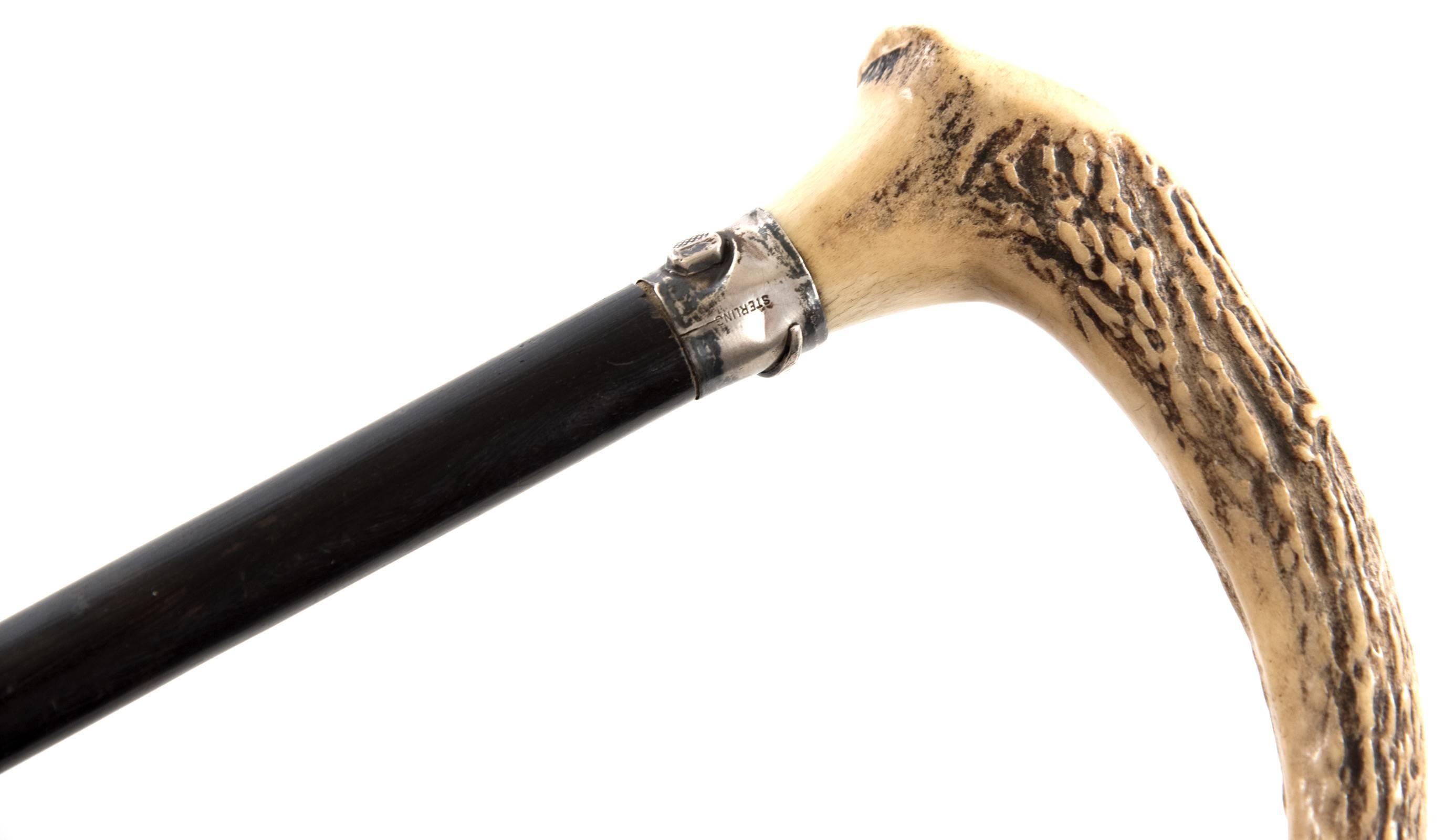 20th Century Horn and Ebonized Turned Hardwood Cane For Sale