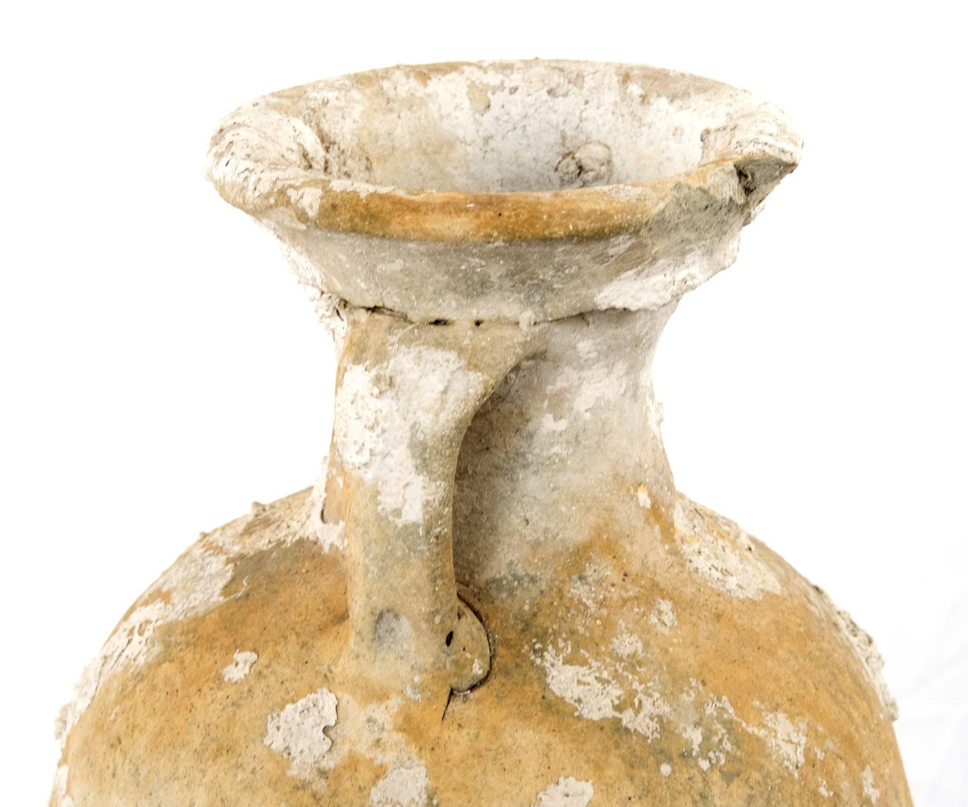 Greco Roman Italian Terracotta Amphora with Wrought Iron Tripod Stand