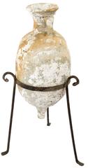 Italian Terracotta Amphora with Wrought Iron Tripod Stand