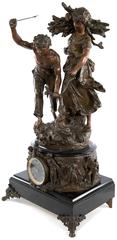 French Figurative Mantel Clock by Hippolyte Moreau
