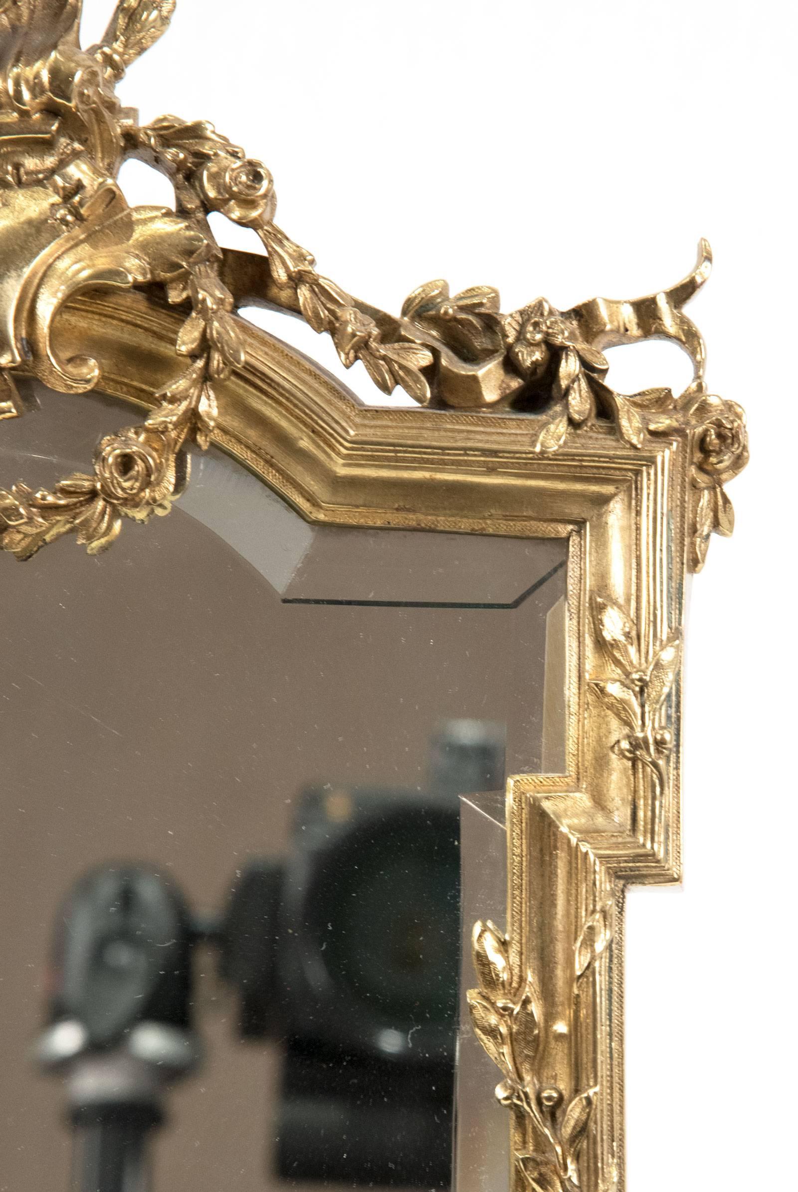 French Louis XVI-Style Ormolu Table-top Mirror In Good Condition For Sale In Salt Lake City, UT