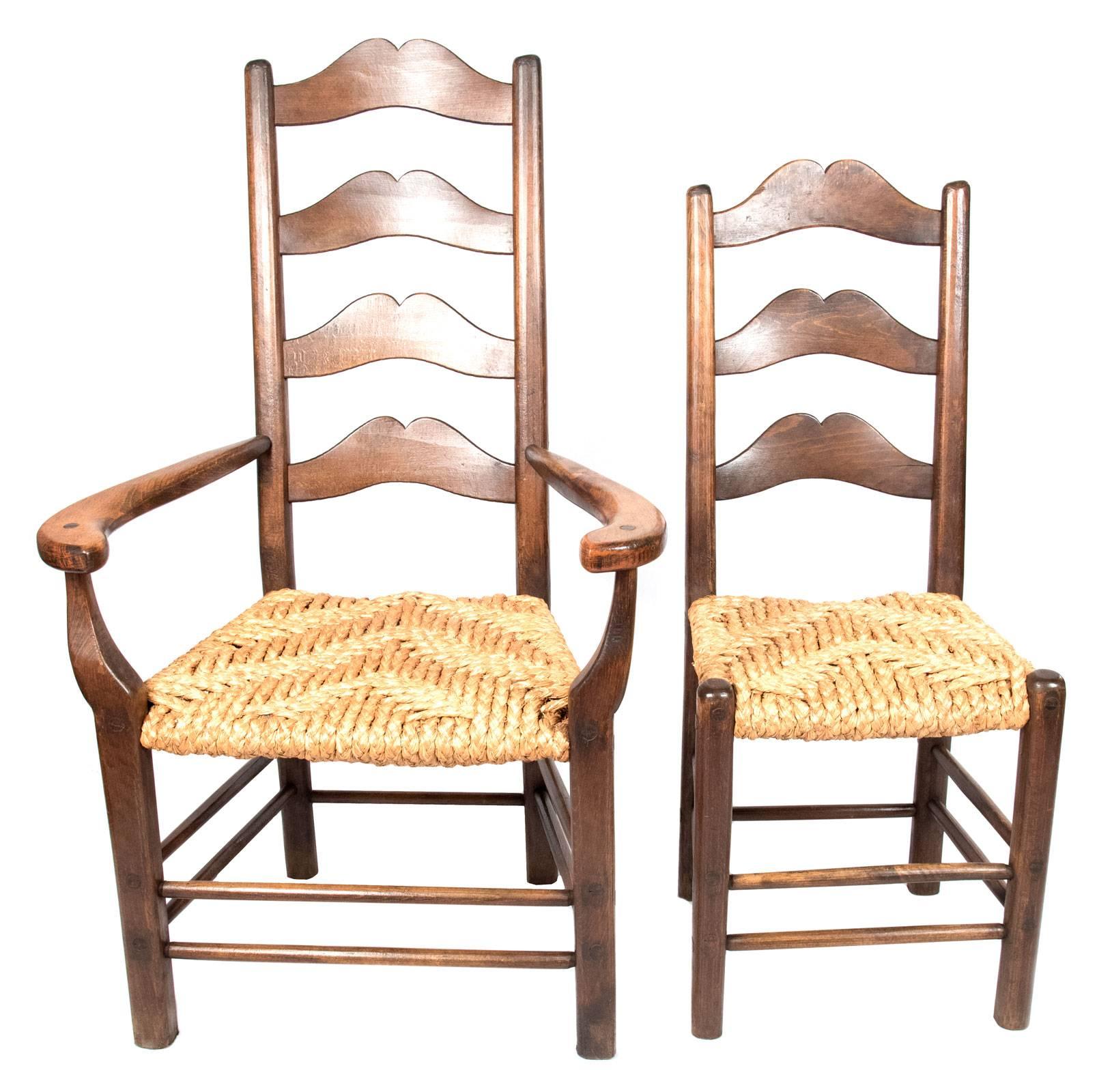 20th Century Set of Moustache Ladder Back Chairs