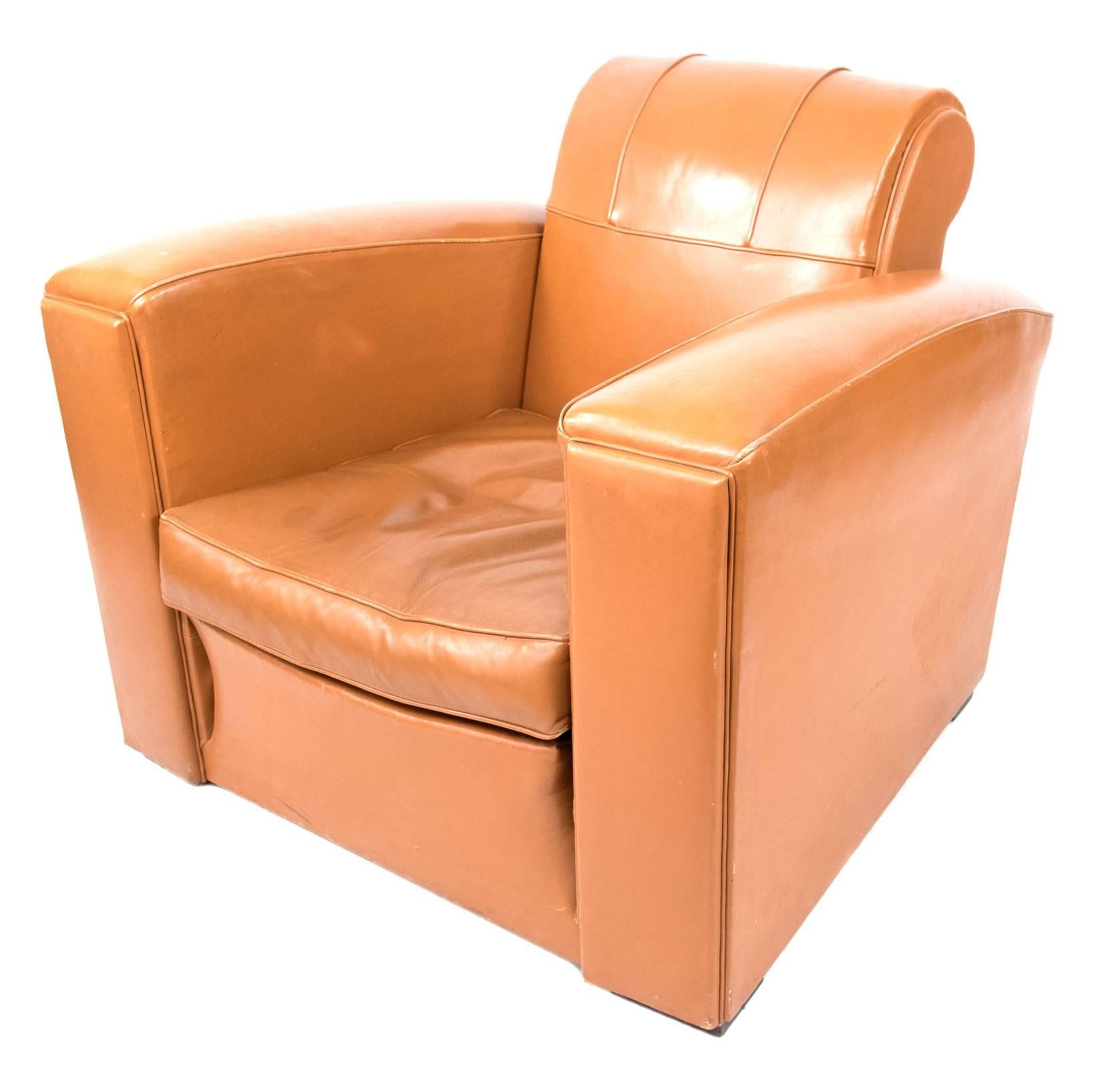 Art Deco Leather Armchairs In Good Condition In Salt Lake City, UT