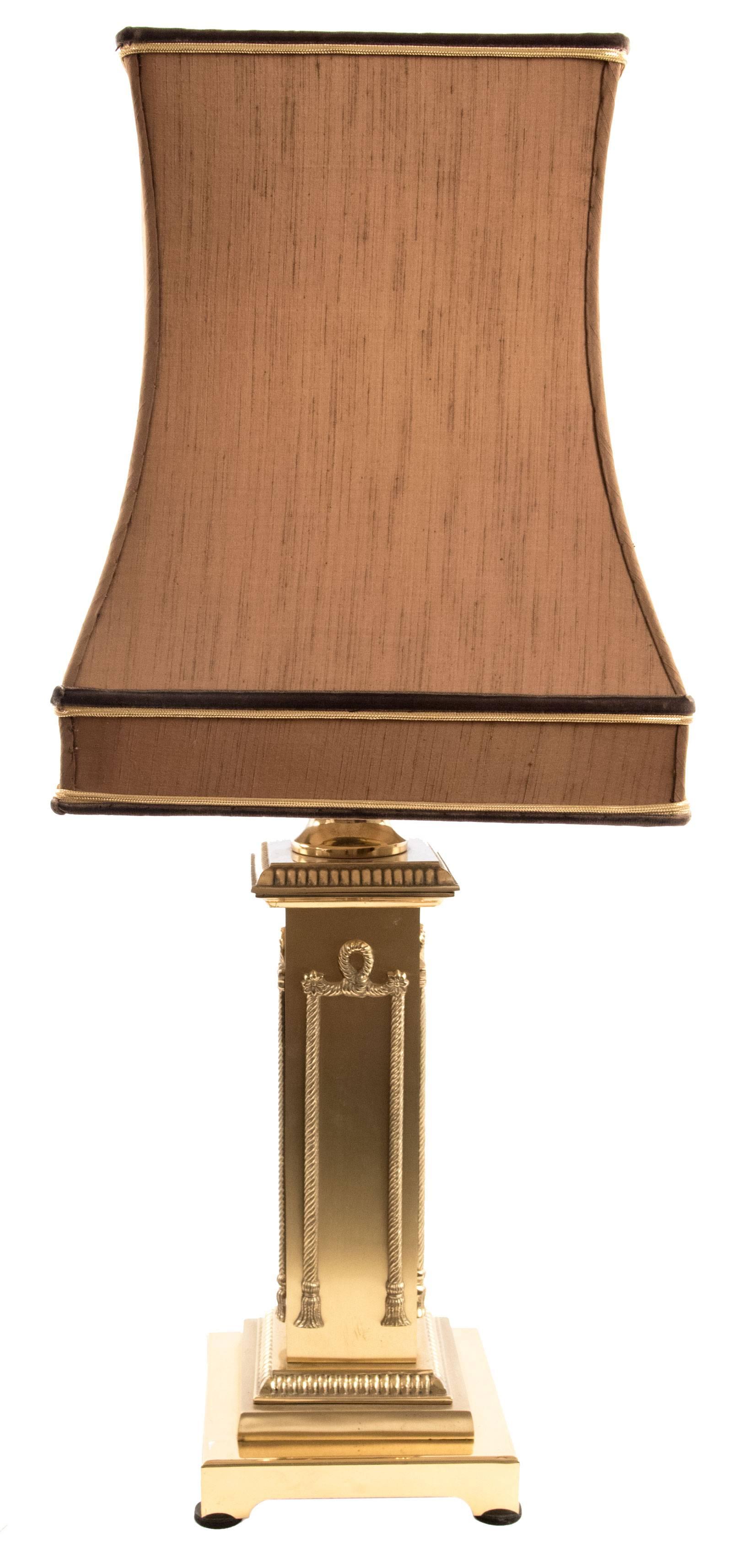 Neoclassical Style Gold-Plated Table Lamp In Good Condition In Salt Lake City, UT