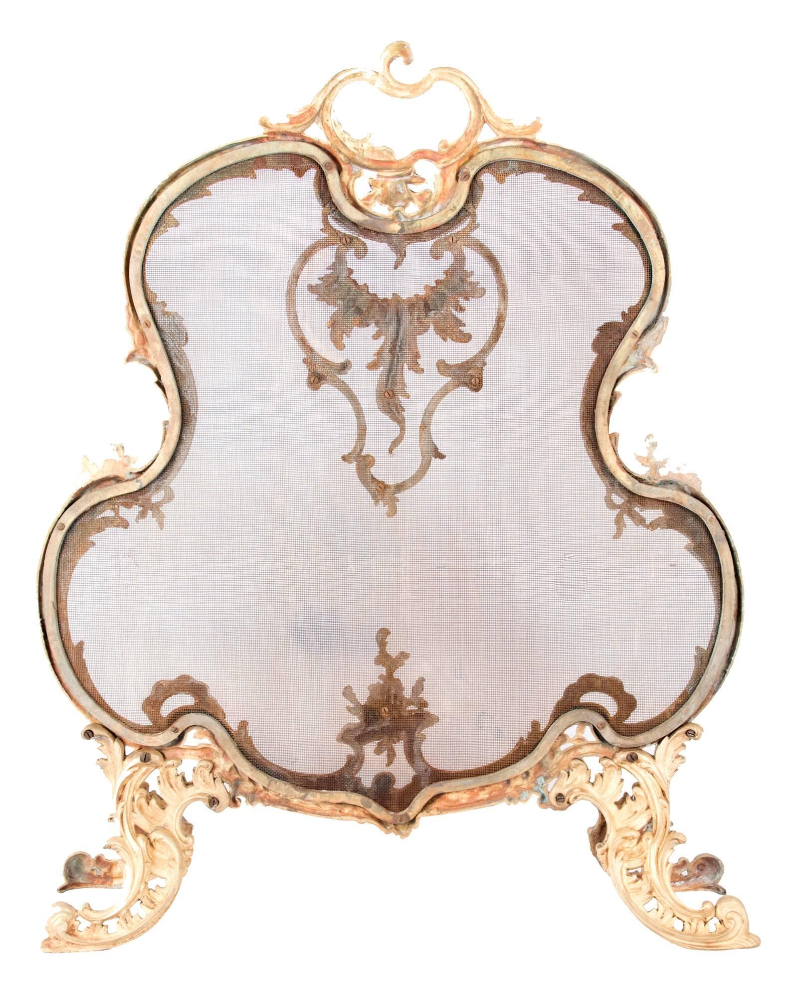 Rococo Revival Gilt Brass Rococo-Style Fireplace Screen