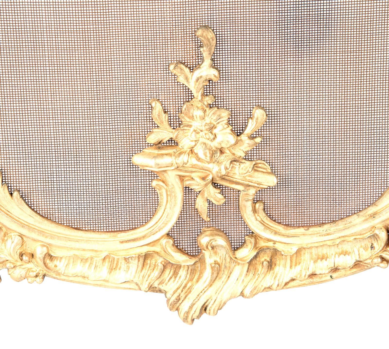 Gilt Brass Rococo-Style Fireplace Screen In Good Condition In Salt Lake City, UT