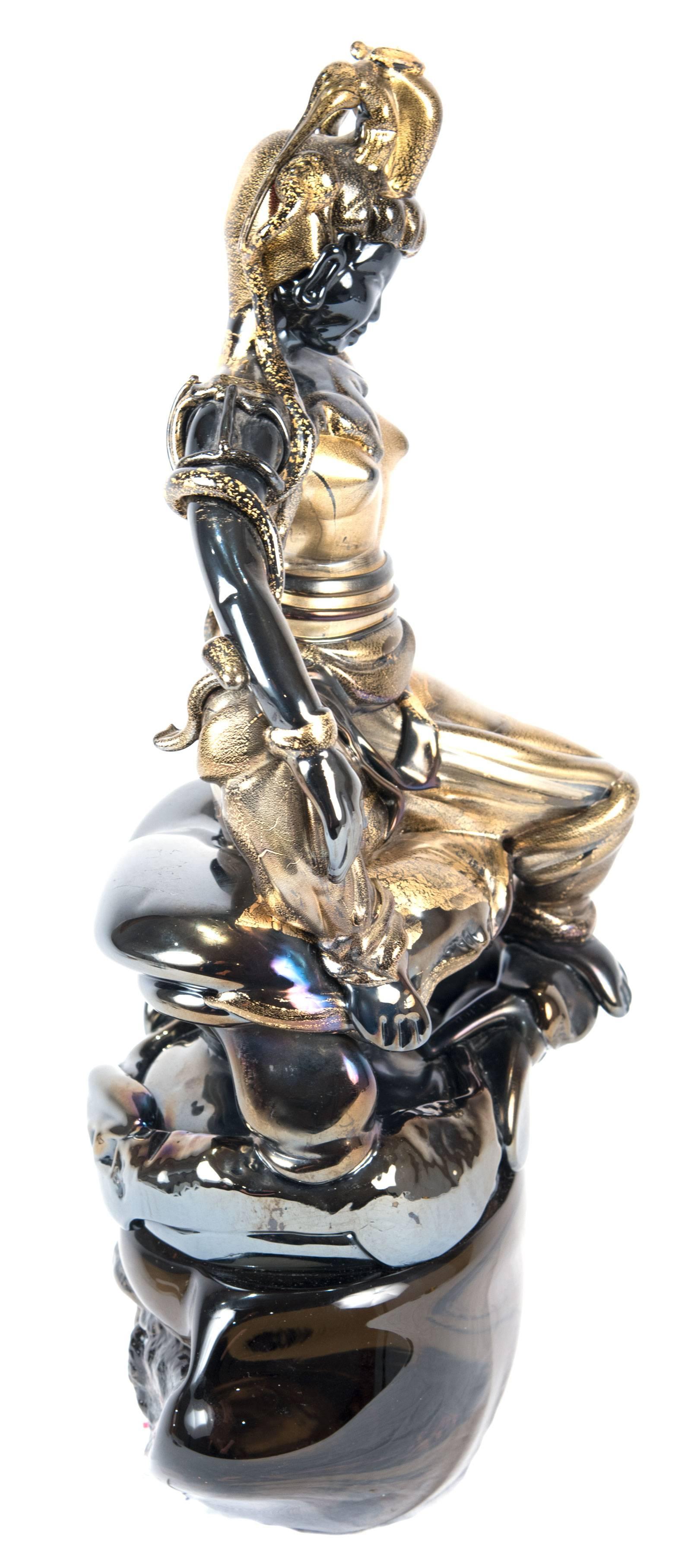 Murano Glass Sculpture of the Hindu Goddess Pavarti In Good Condition For Sale In Salt Lake City, UT