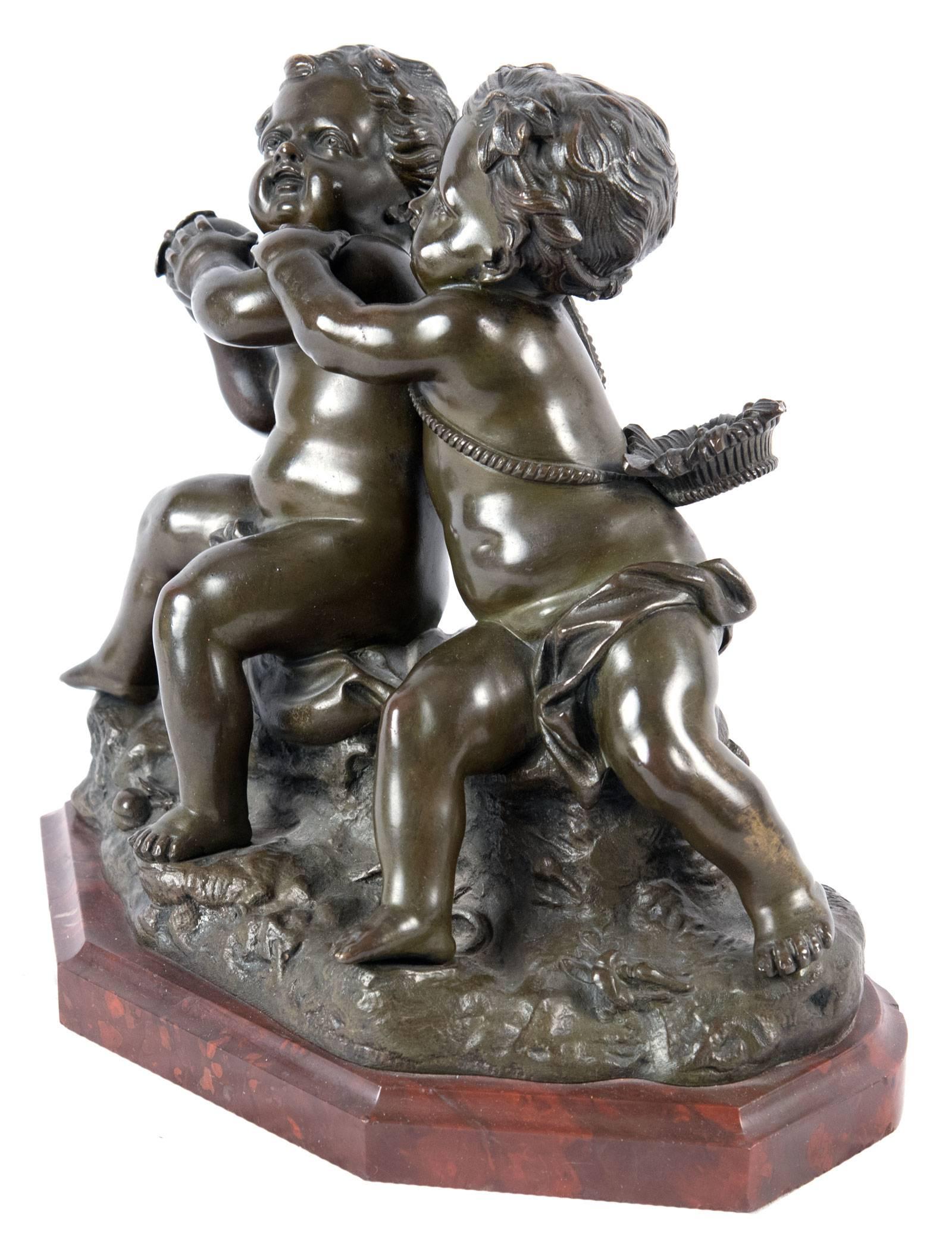 Neoclassical 19th Century, French Bronze Group after Jean Baptiste Pigalle For Sale