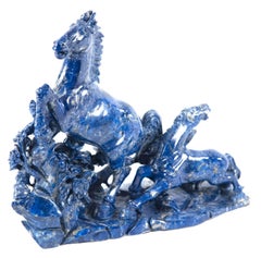 19th Century Blue Marble Horse Sculpture