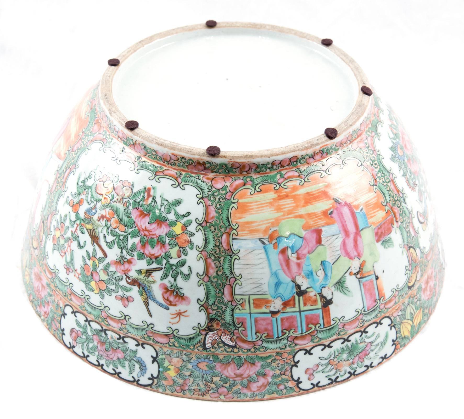 19th Century Chinese Export Famille Rose Porcelain Punch Bowl 5