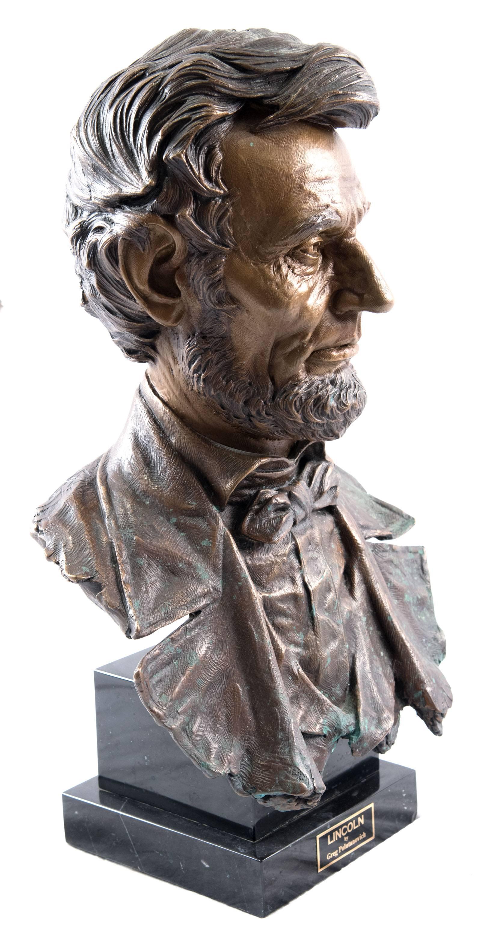 Bronze Bust of Lincoln by Greg Polutanovich In Good Condition In Salt Lake City, UT