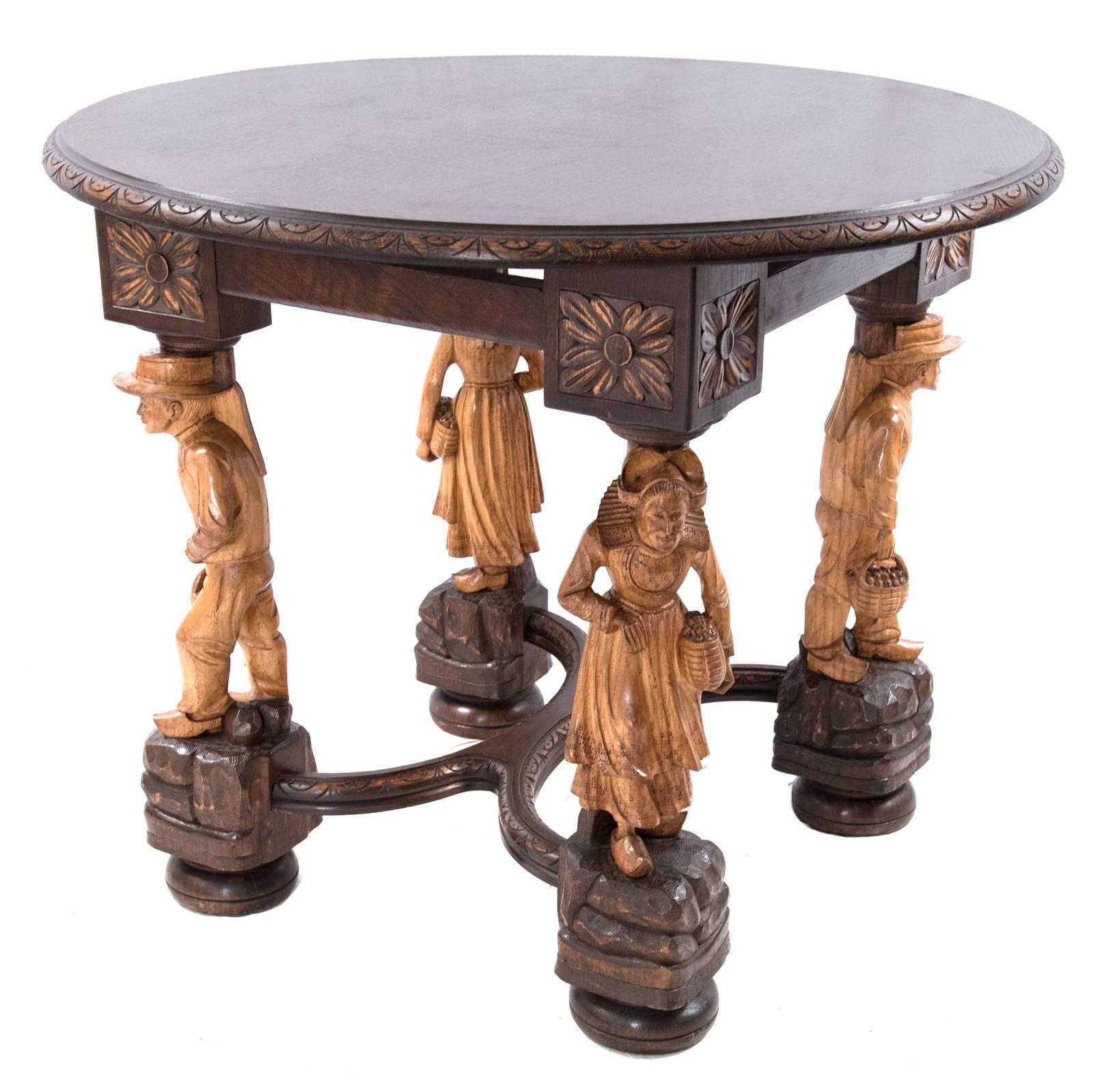 19th Century French Gueridon Table with Carved Figural Legs In Good Condition For Sale In Salt Lake City, UT