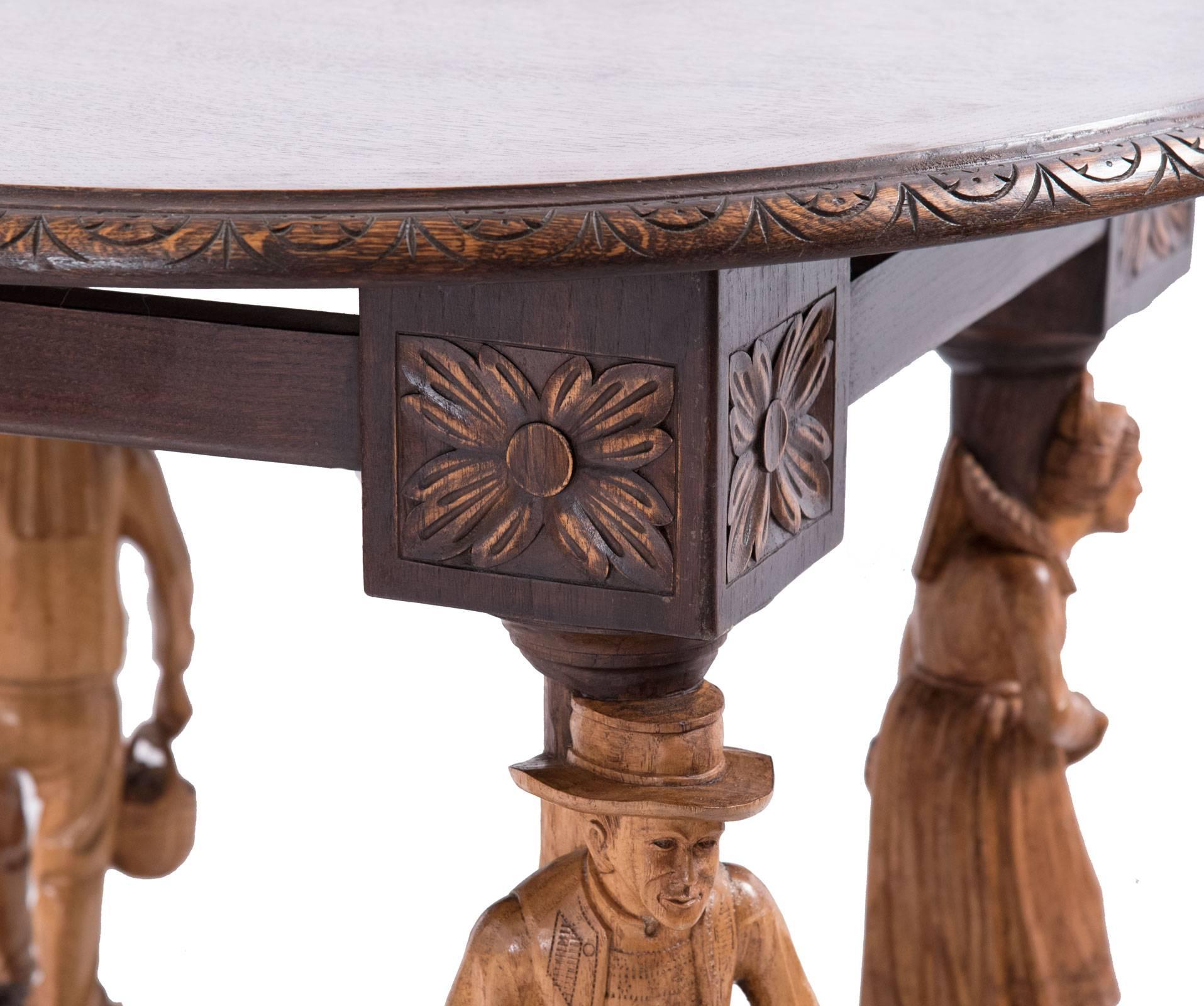 19th Century French Gueridon Table with Carved Figural Legs For Sale 2