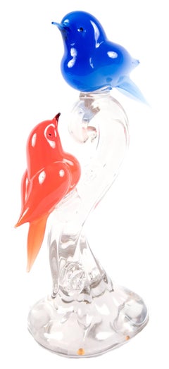 20th Century Murano Glass Perching Birds Sculpture