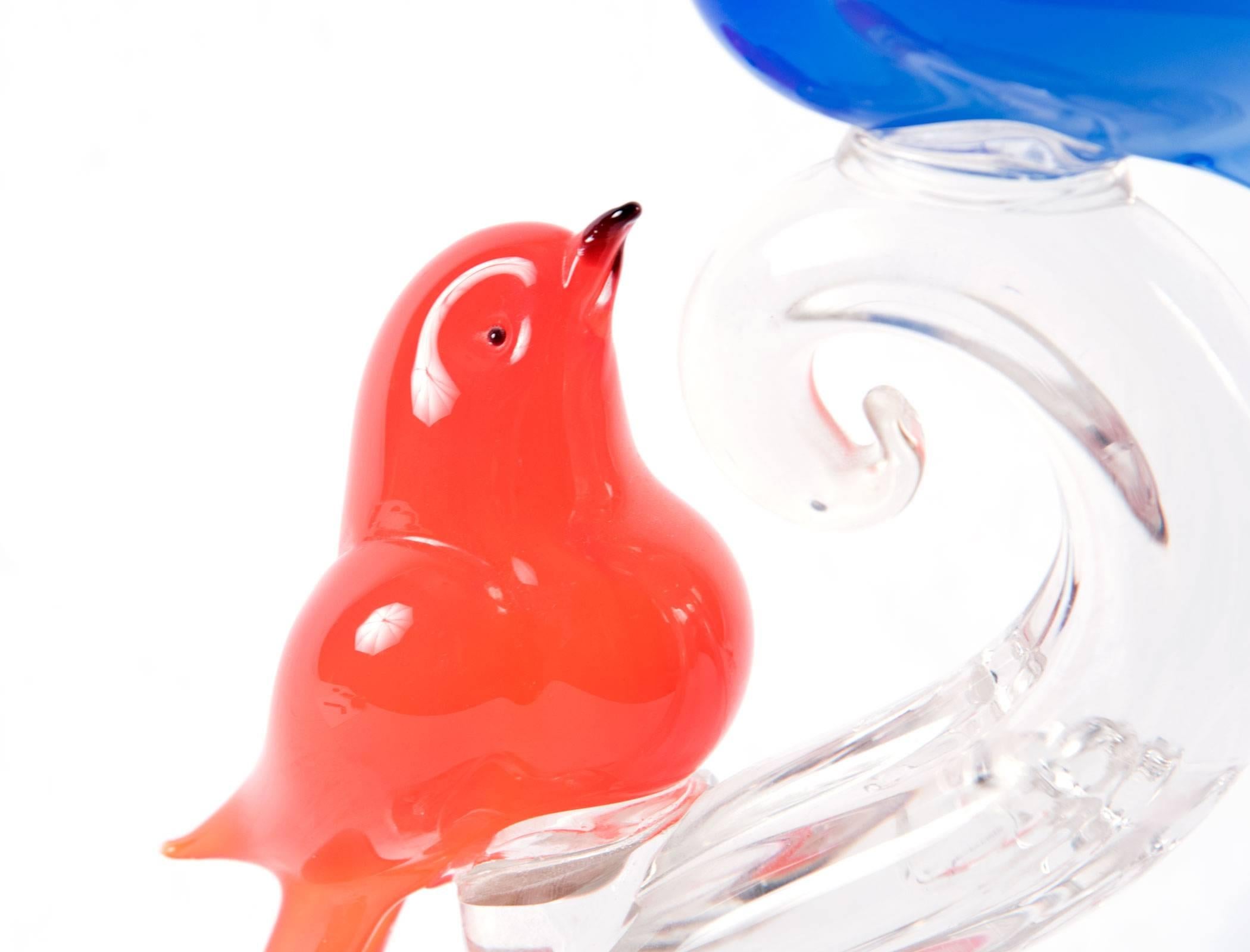20th Century Murano Glass Perching Birds Sculpture For Sale 2