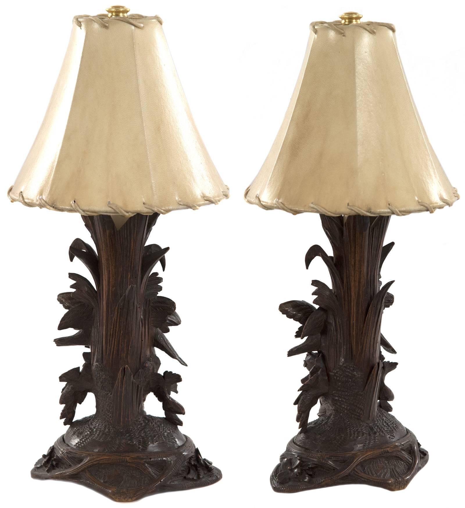 carved wood table lamp