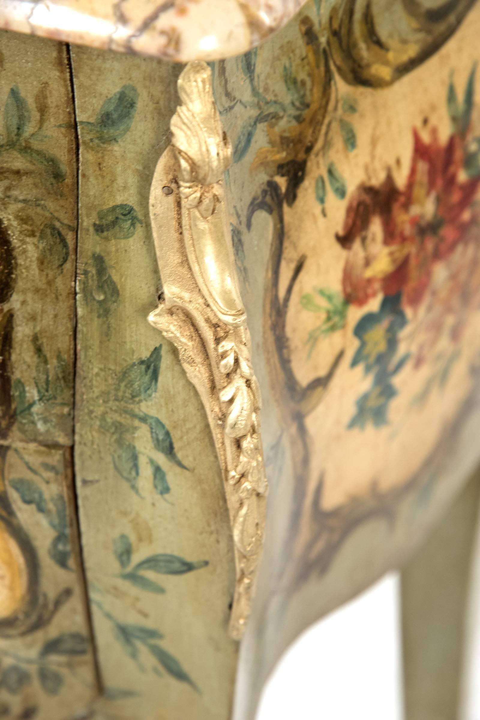 19th Century French, Louis XVI Style Painted and Marble-Topped Nightstands