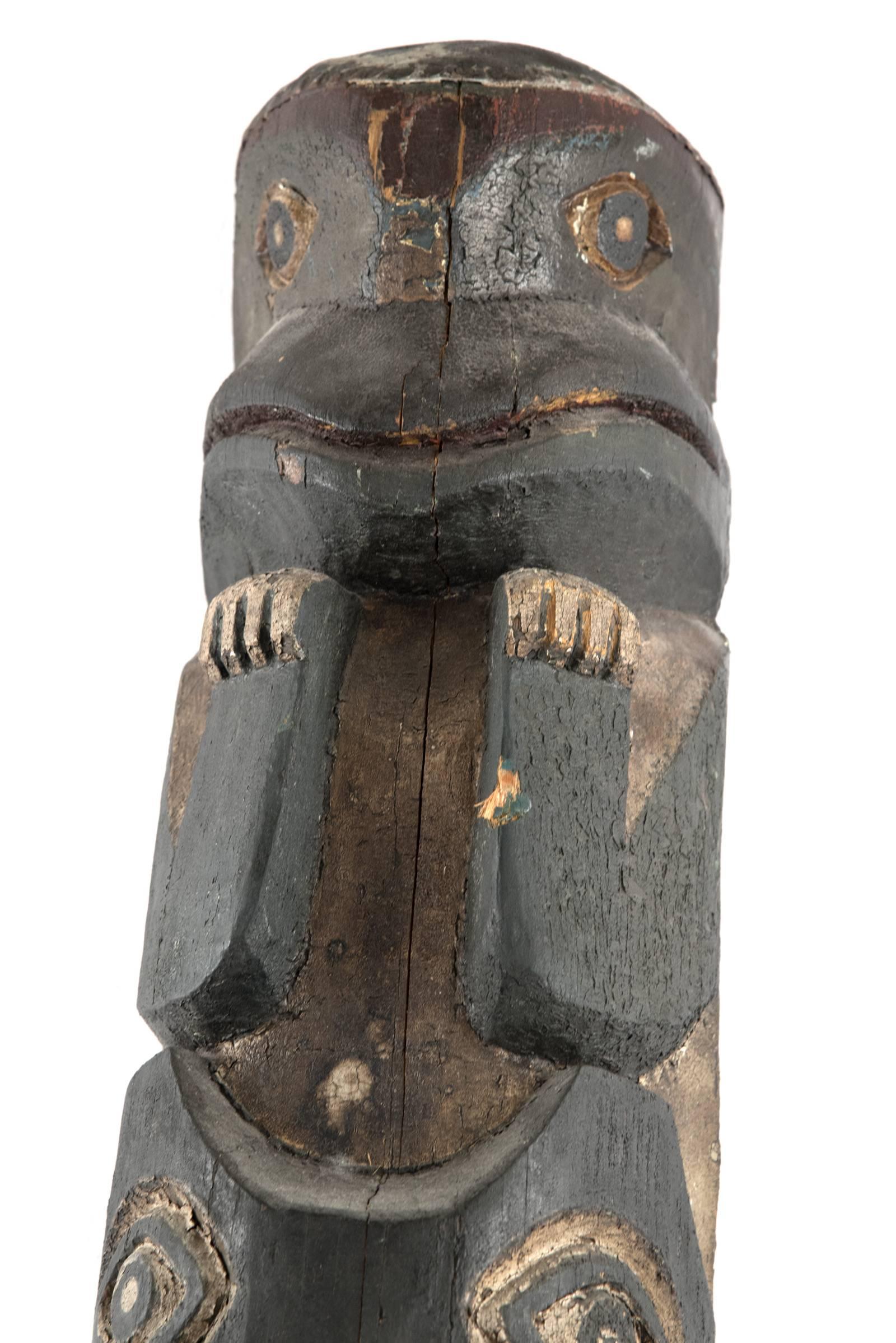 Wood Native American Polychrome TOTEM Pole