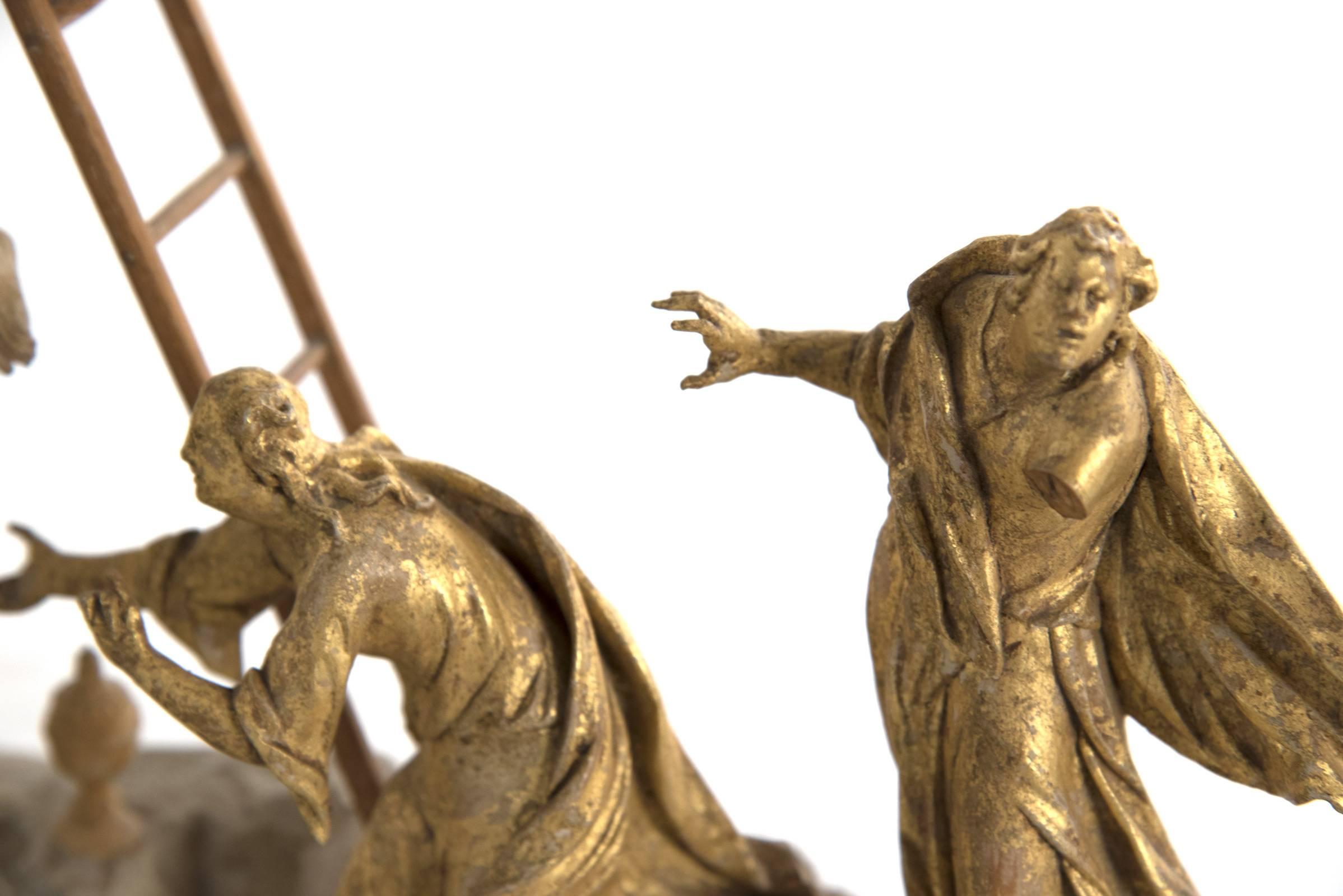 American Set of Wood and Gold Leaf Crucifixion Sculptures