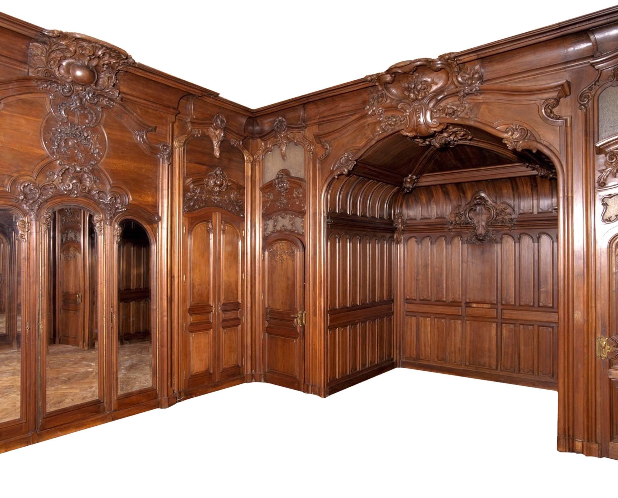 Hand-Carved Paneled Boiserie from the Chateau Du Razat For Sale