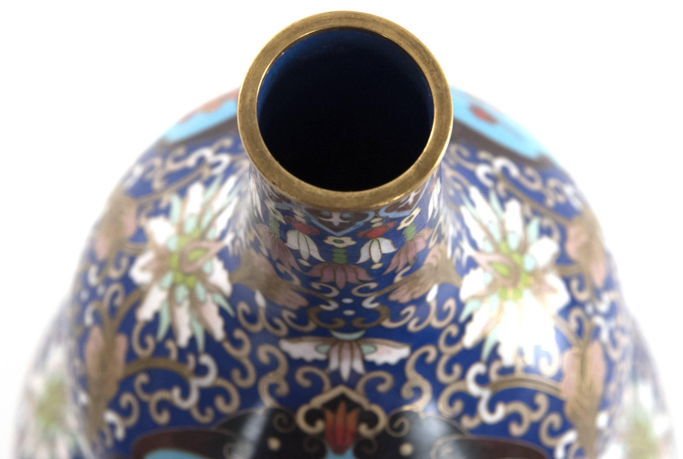 Qing Chinese Cloisonné Enamel Double Gourd Vase