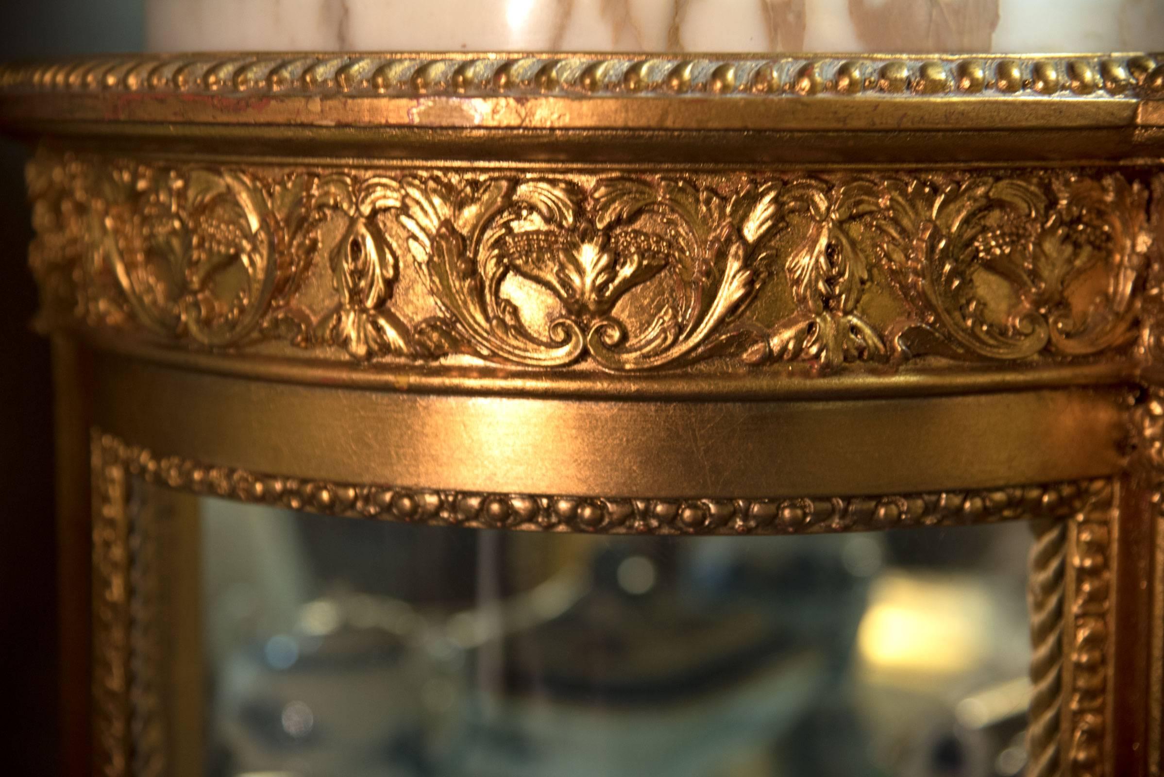 19th Century Gilt Napoleon III Vitrine with Curved Glass Sides For Sale