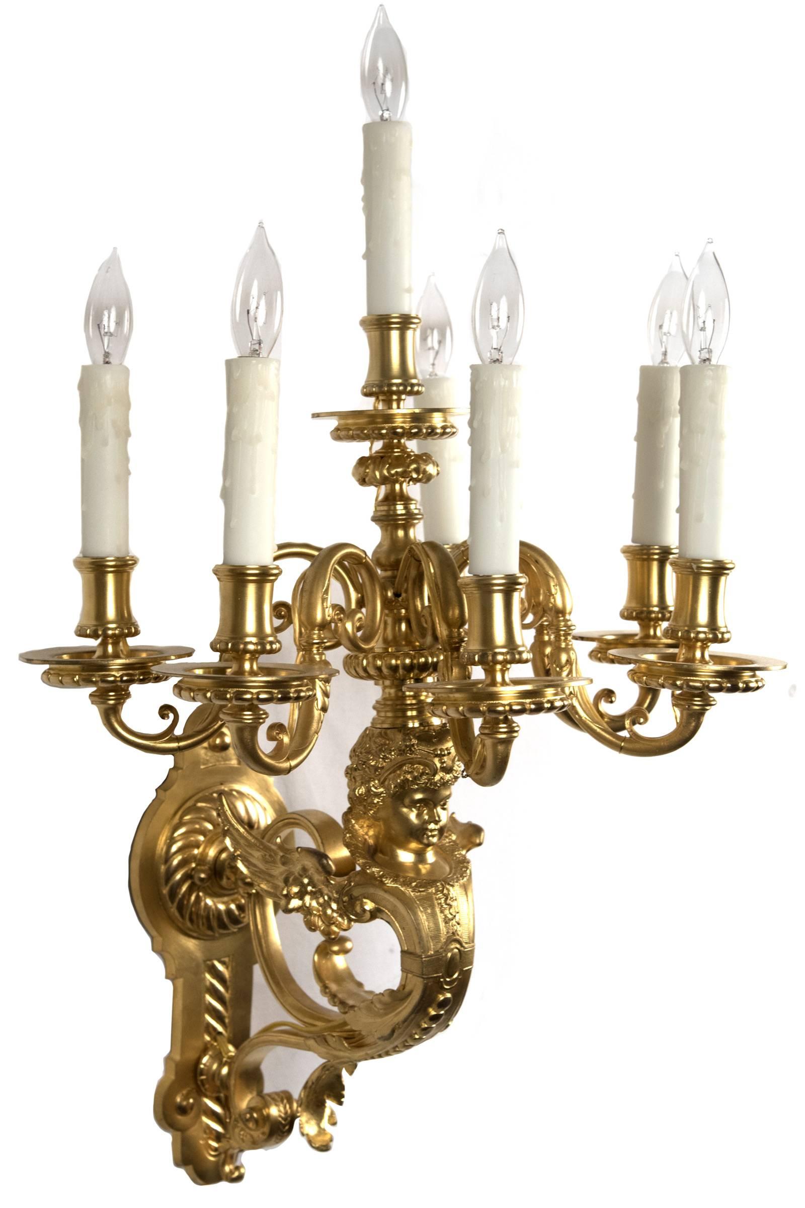 A pair of French Beaux Arts Ormolu Sconces 1