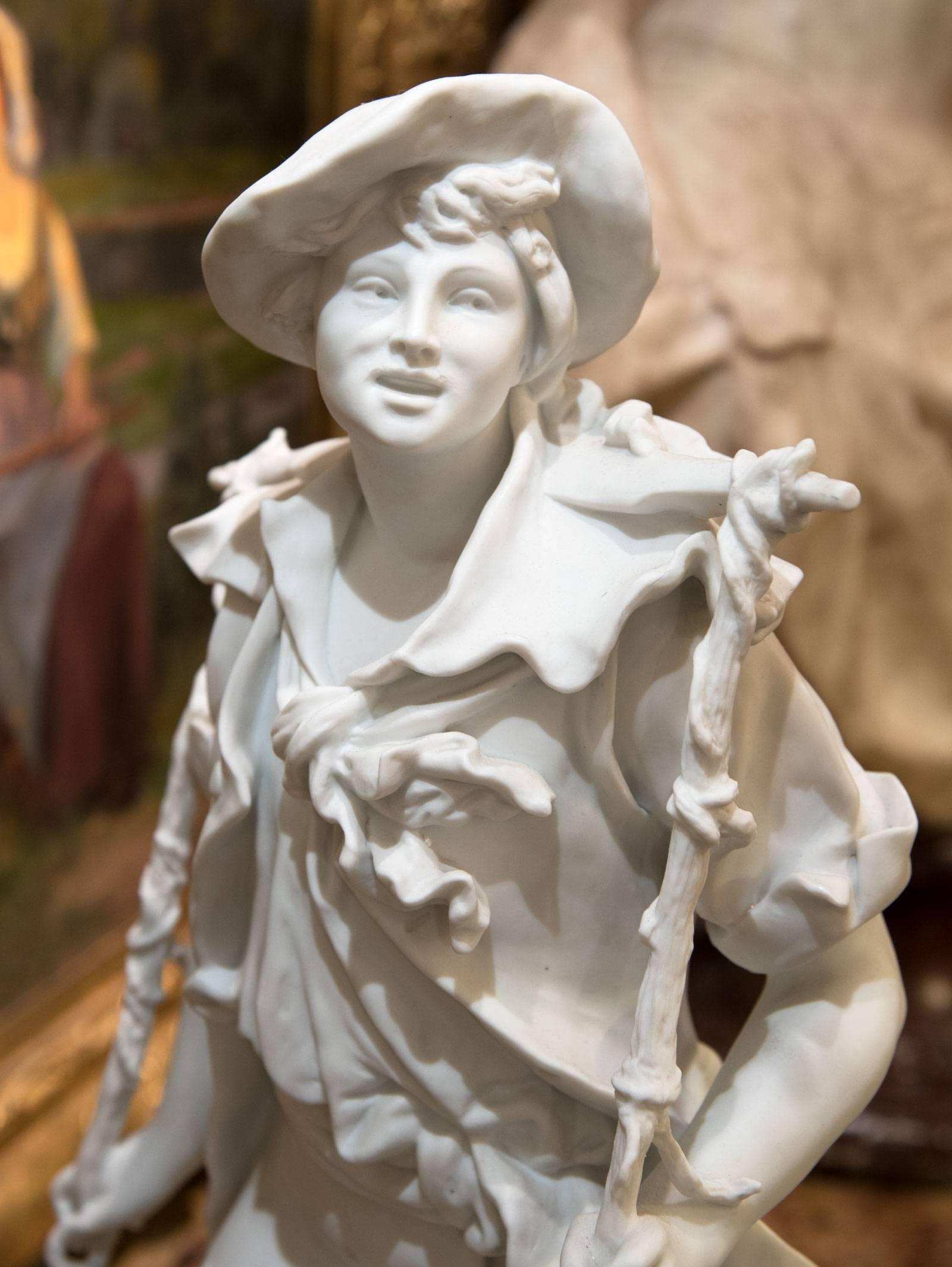 The Young Harvester Bisque Porcelain Statue by EB Quinter In Good Condition In Salt Lake City, UT