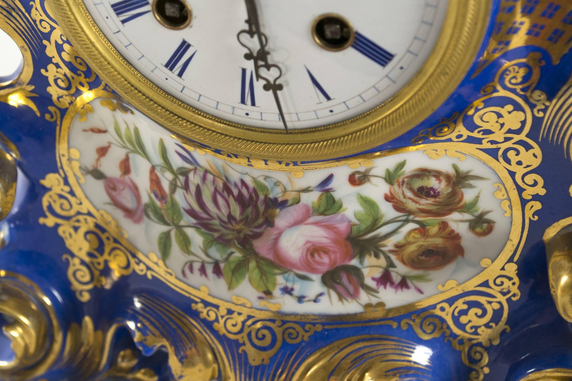 French Old Paris Porcelain Mantel Clock