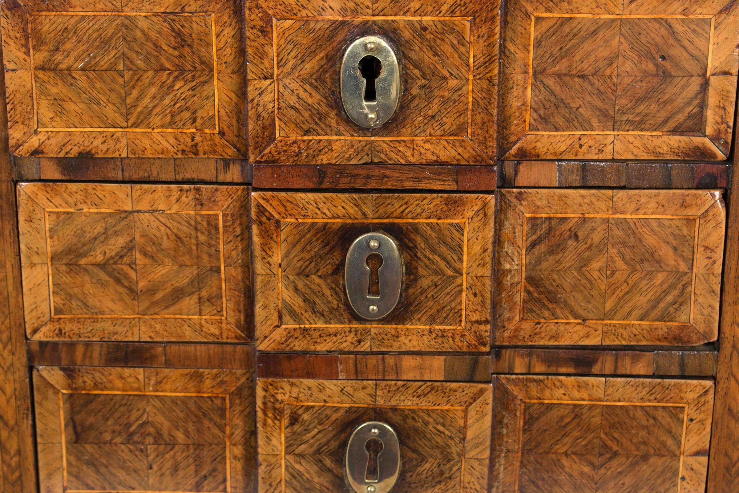 Walnut French Marquetry Jewelry Box in the Form of a Commode