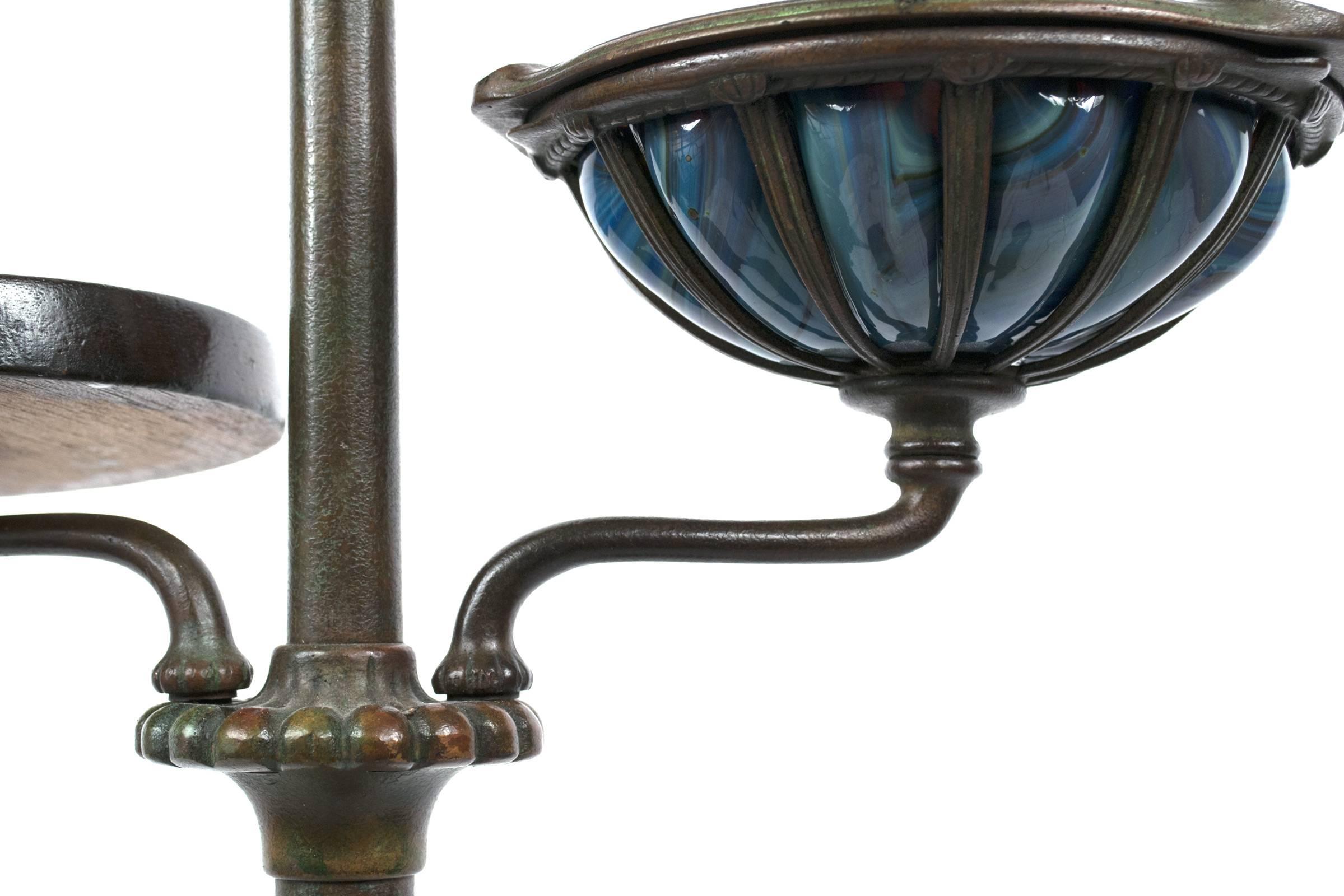 American Tiffany Floor Lamp with Favrile Glass Shade