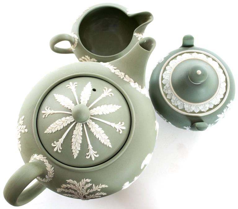 Green Wedgwood Jasperware Tea Set at 1stDibs