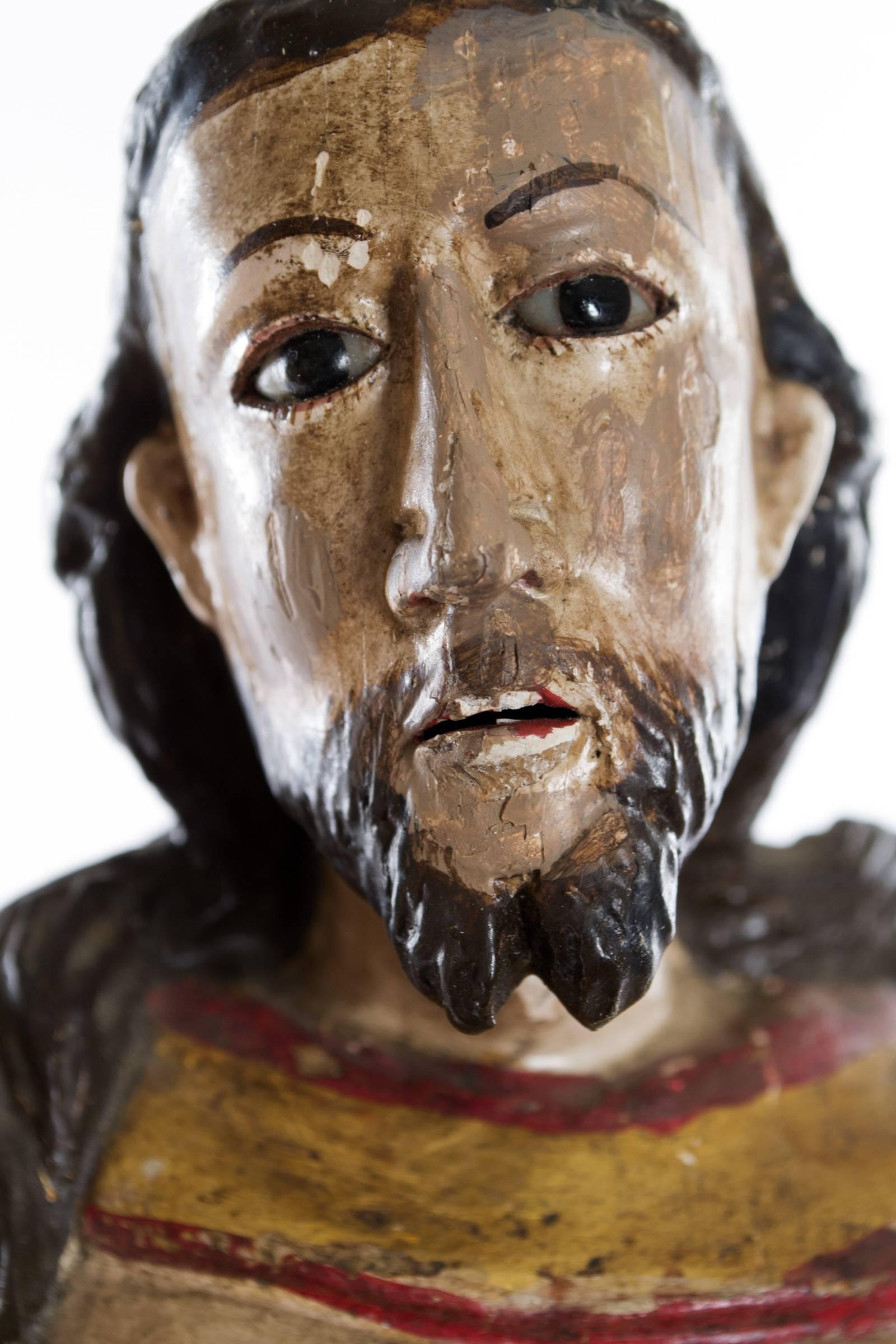 19th Century Polychromed Santos Sculpture of the Resurrected Christ
