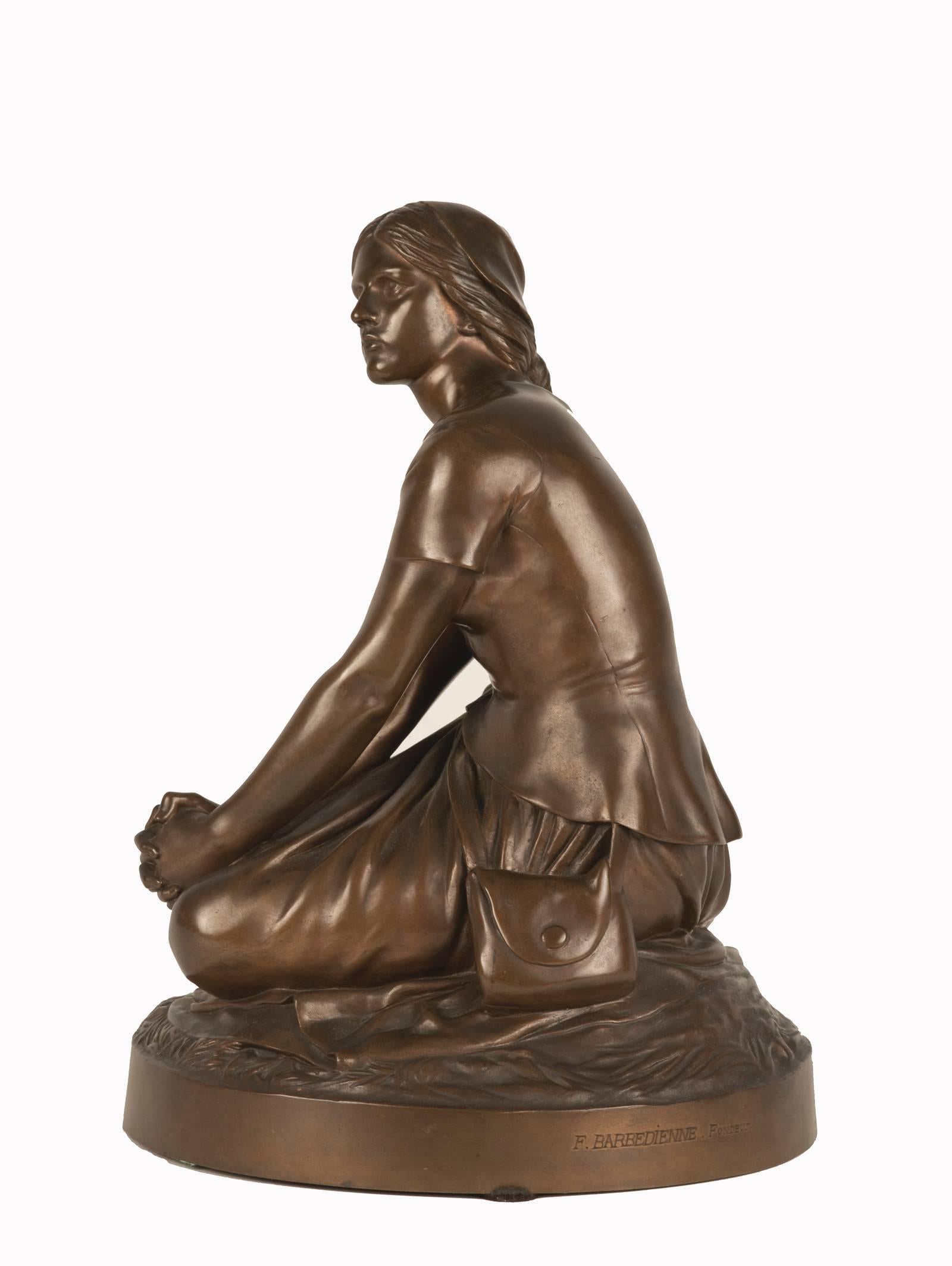 19th Century Bronze Caste After Joan of Arc at Domrémy by Henri Chapu 1