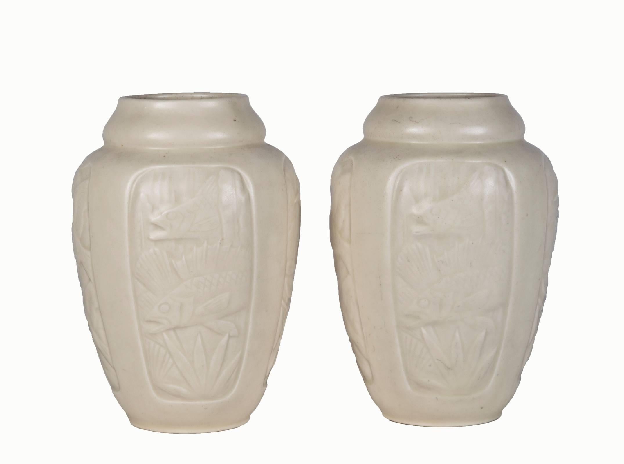 Glazed 20th Century Ivory Rookwood Baluster Vases For Sale