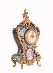 Louis XV Style Cloisonné Gilt Bronze-Mounted Mantel Clock