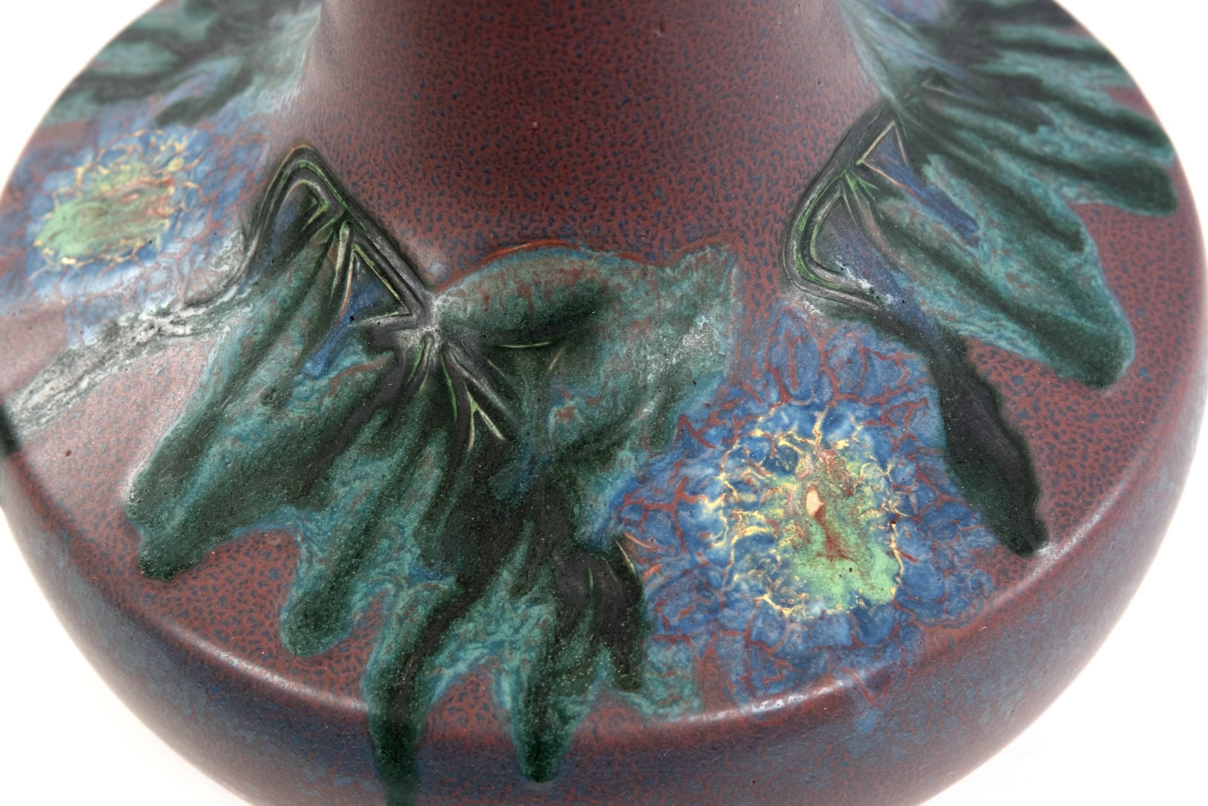 Art Nouveau  Rookwood Pottery Purple Floral Vase by Charles Tood For Sale