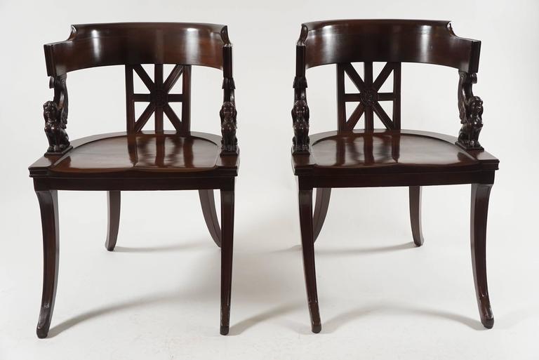 Pair of Neoclassical Mahogany Klismos Chairs, France, circa 1890 at 1stDibs
