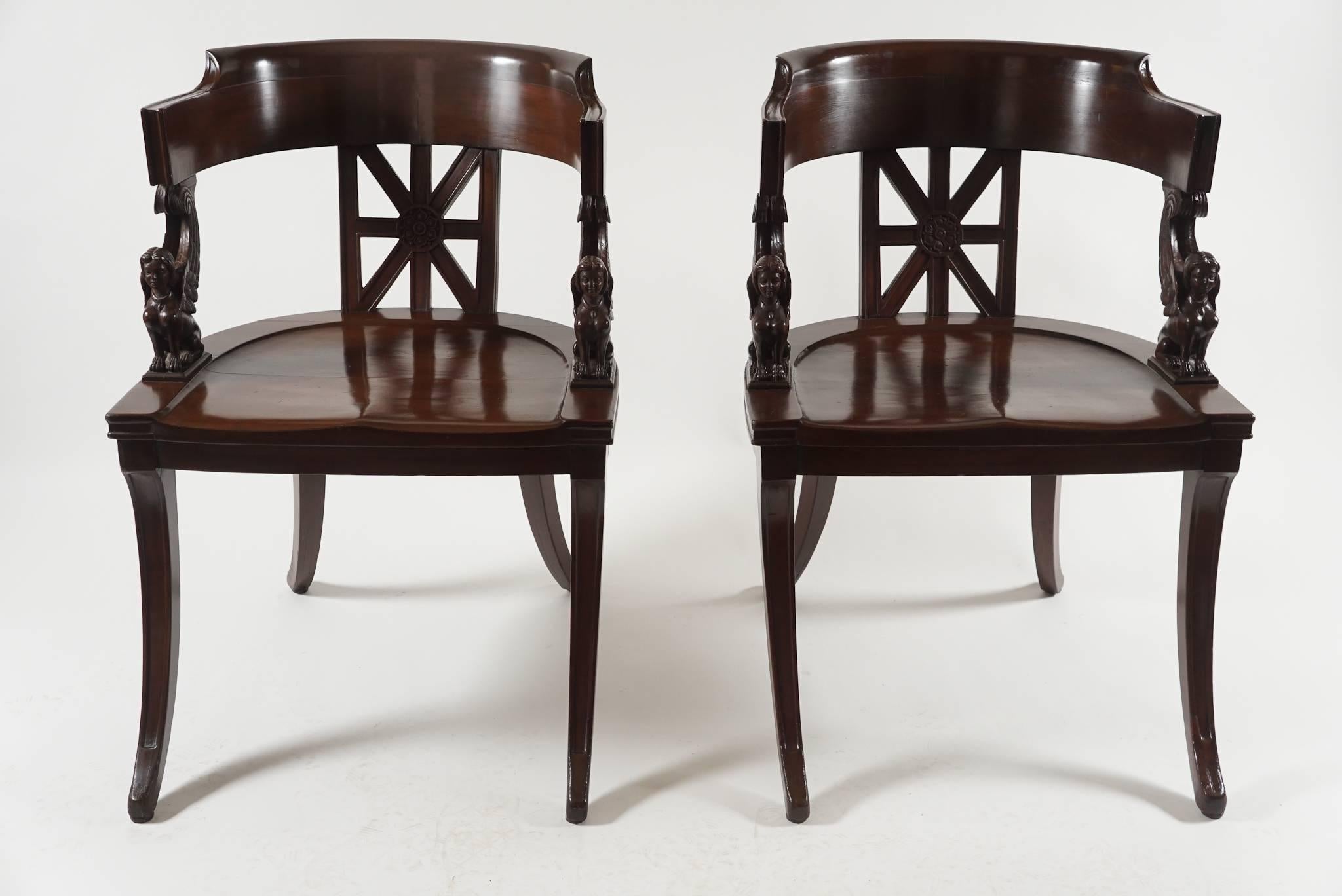 Pair of Neoclassical Mahogany Klismos Chairs, France, circa 1890 2