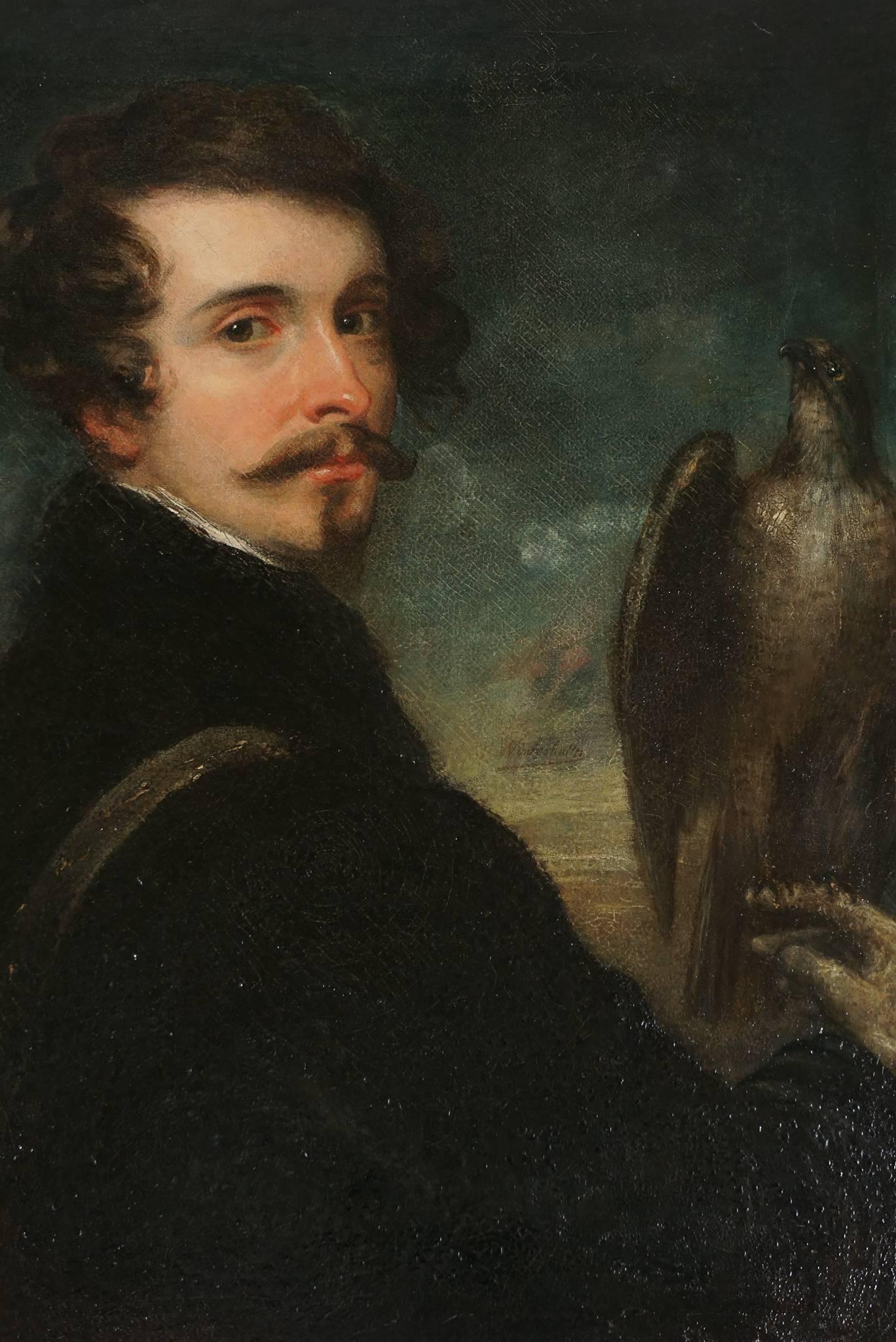 German Romantic School Portrait of a Gentleman Falconer, circa 1830 1