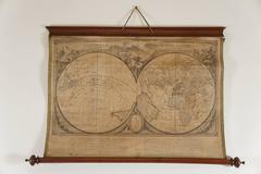 A Set of Two Late 18th-Century Wall Maps in Original Wood Mounts