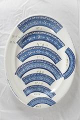 Rare Staffordshire Blue & White Transferware Sample Pattern Platter, circa 1890
