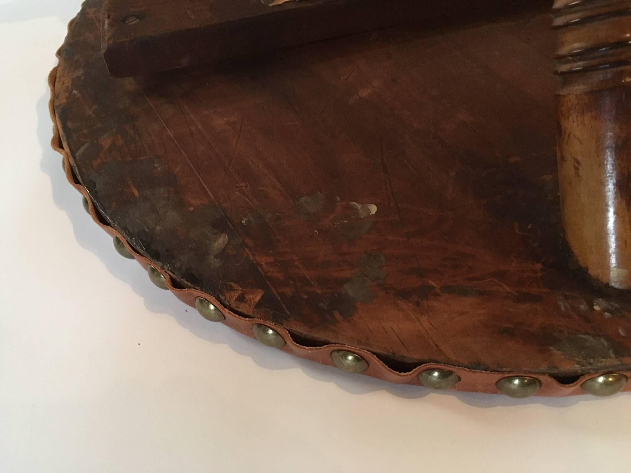 Faux Bamboo Leather Top Cricket or Side Table, circa 1870 4