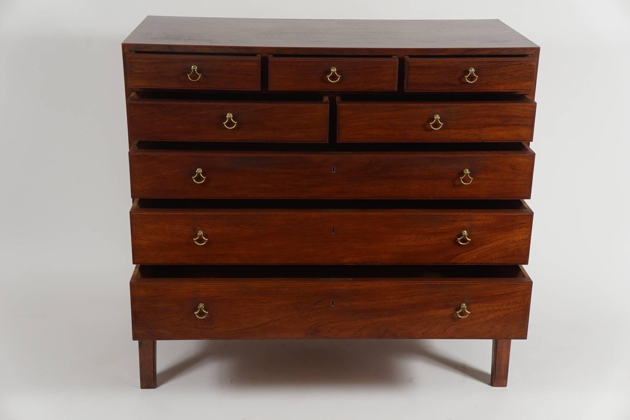 Mid-20th Century Mahogany Chest of Drawers by Birte Iversen, Denmark, 1945