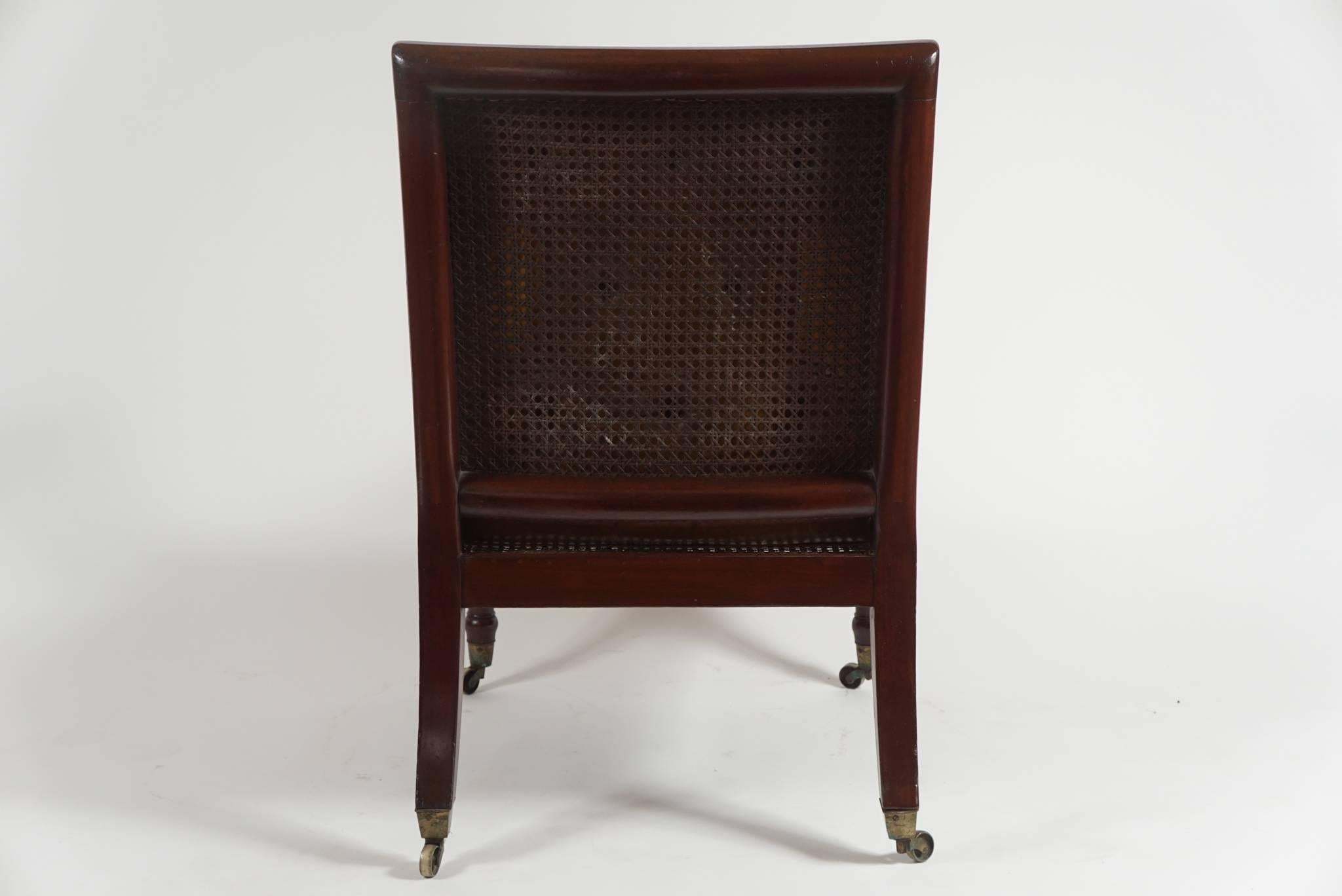 George III Mahogany & Cane Arm or Library Chair, England, c. 1800 1